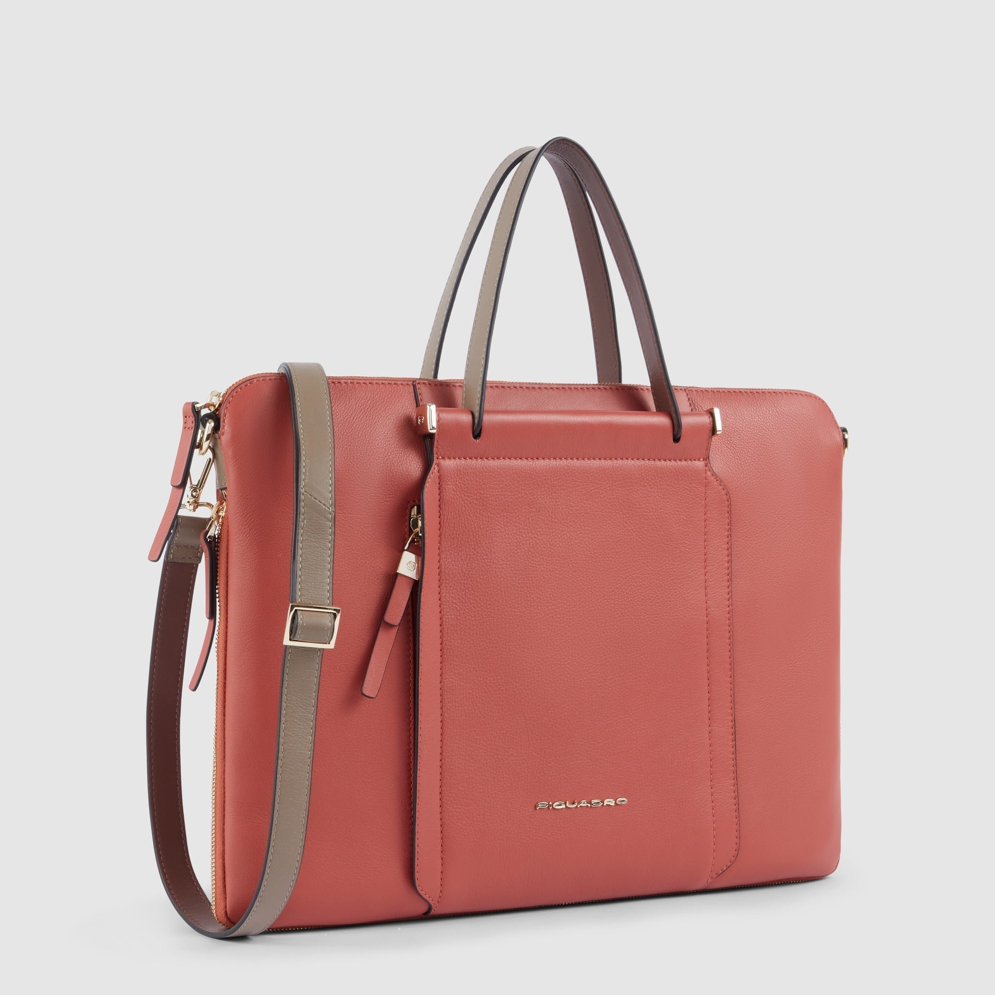 Leather messenger bag PIQUADRO Orange