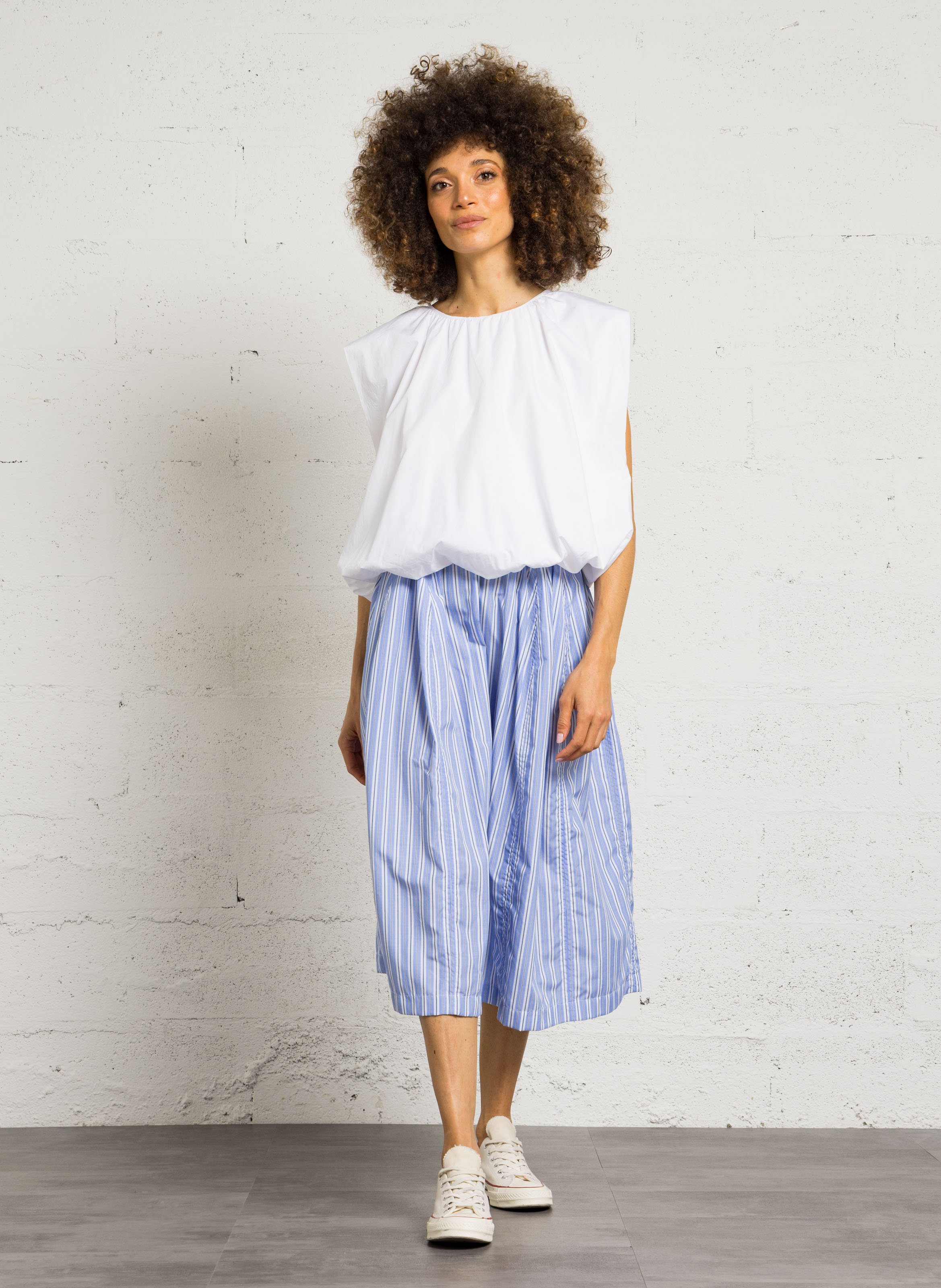 Weit geschnittenes Baumwoll-Top mit Rundhalsausschnitt BELLEROSE Weiss