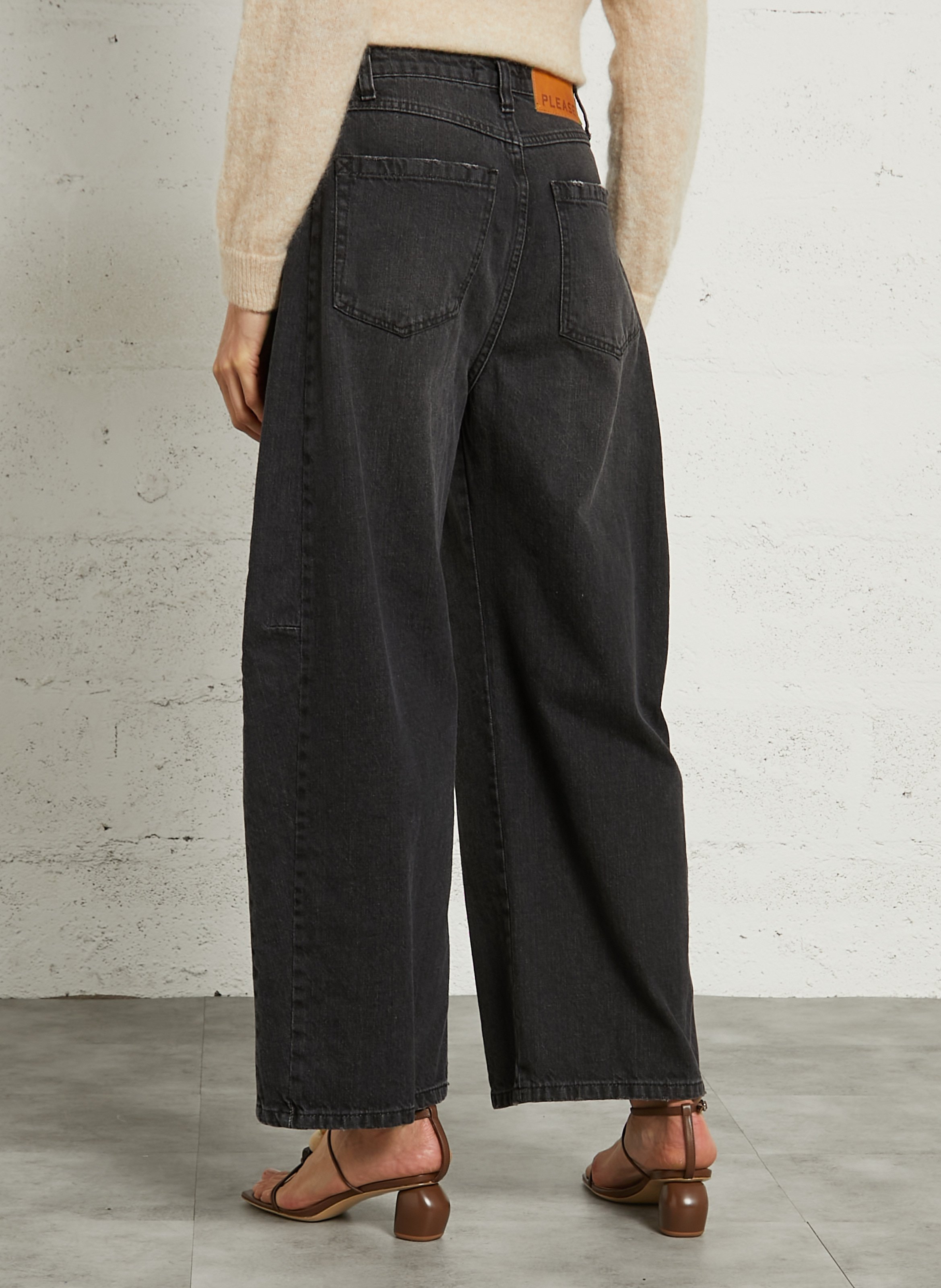 Jean large taille haute en coton PLEASE Noir