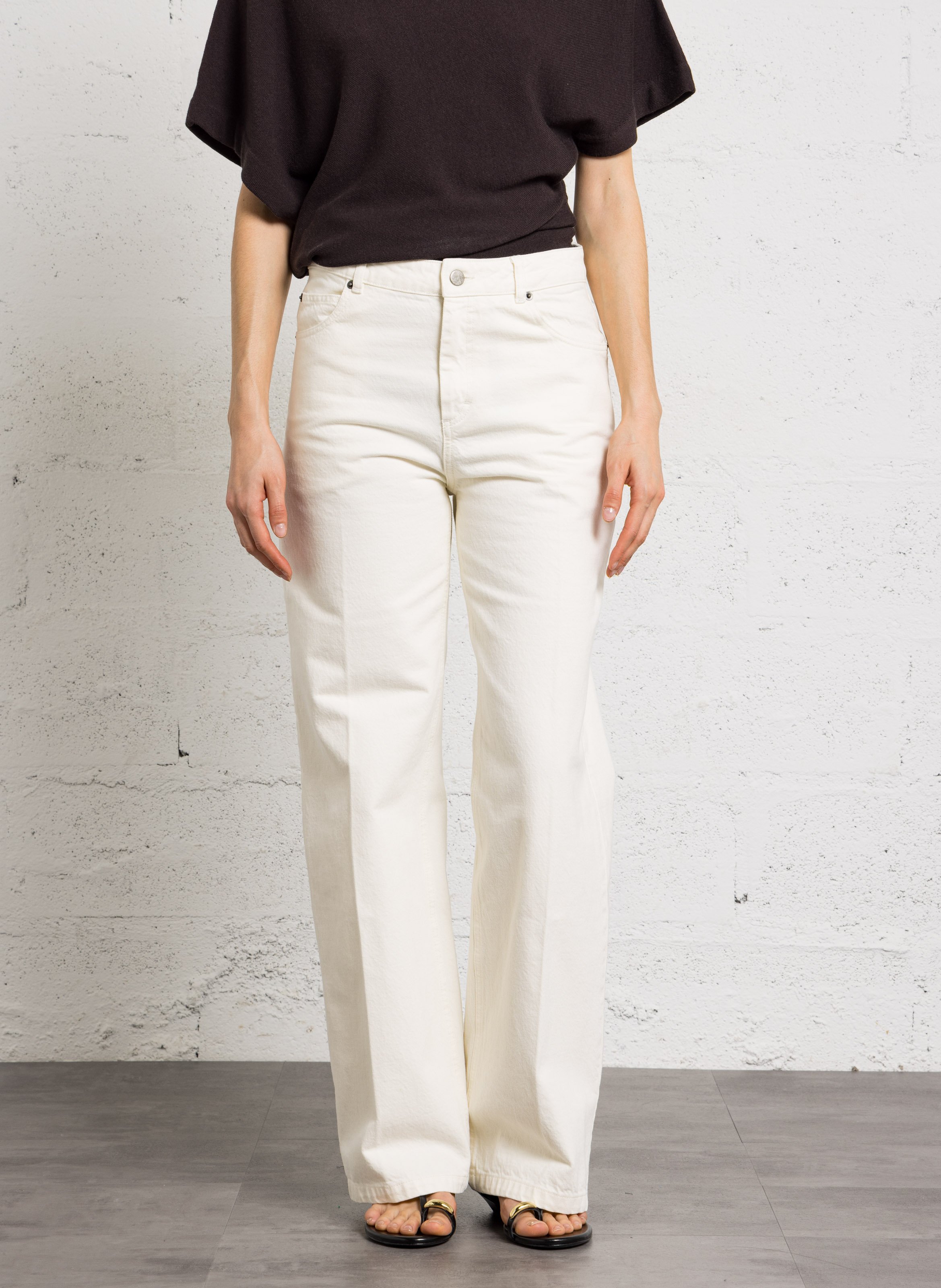 Weite Mid Waist Jeans SOEUR Beige