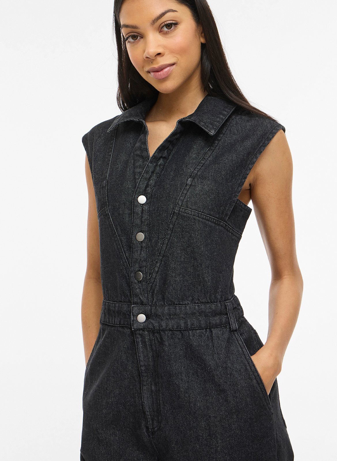 Combinaison droite en coton VILA Zwart