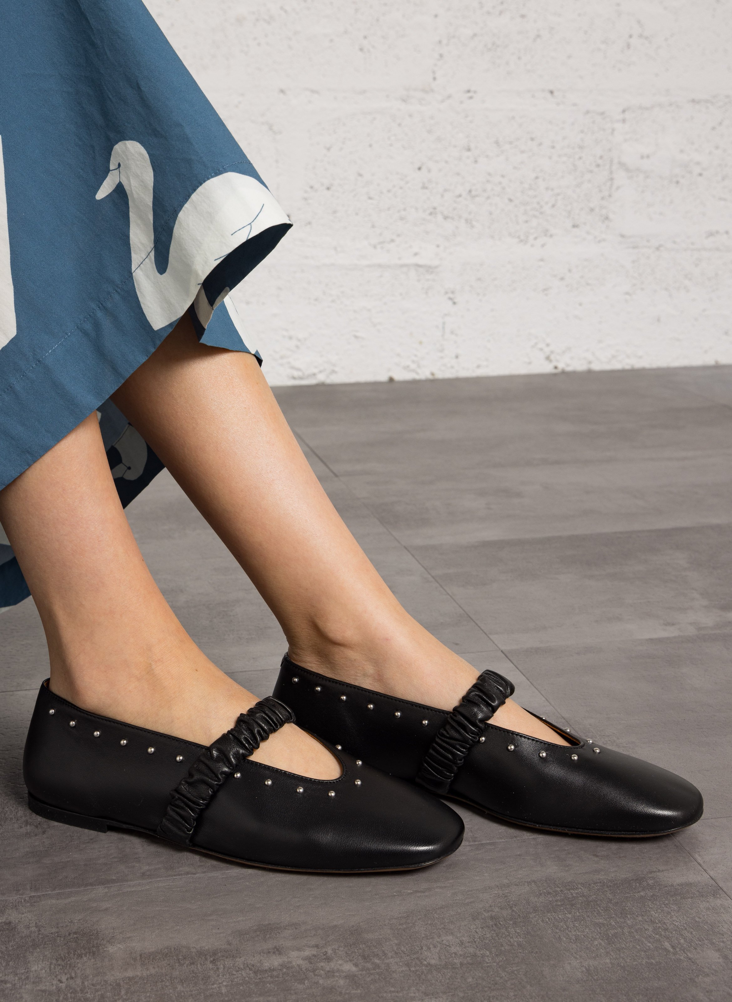 Ballet flats with leather studs SOCQUE PARIS Black