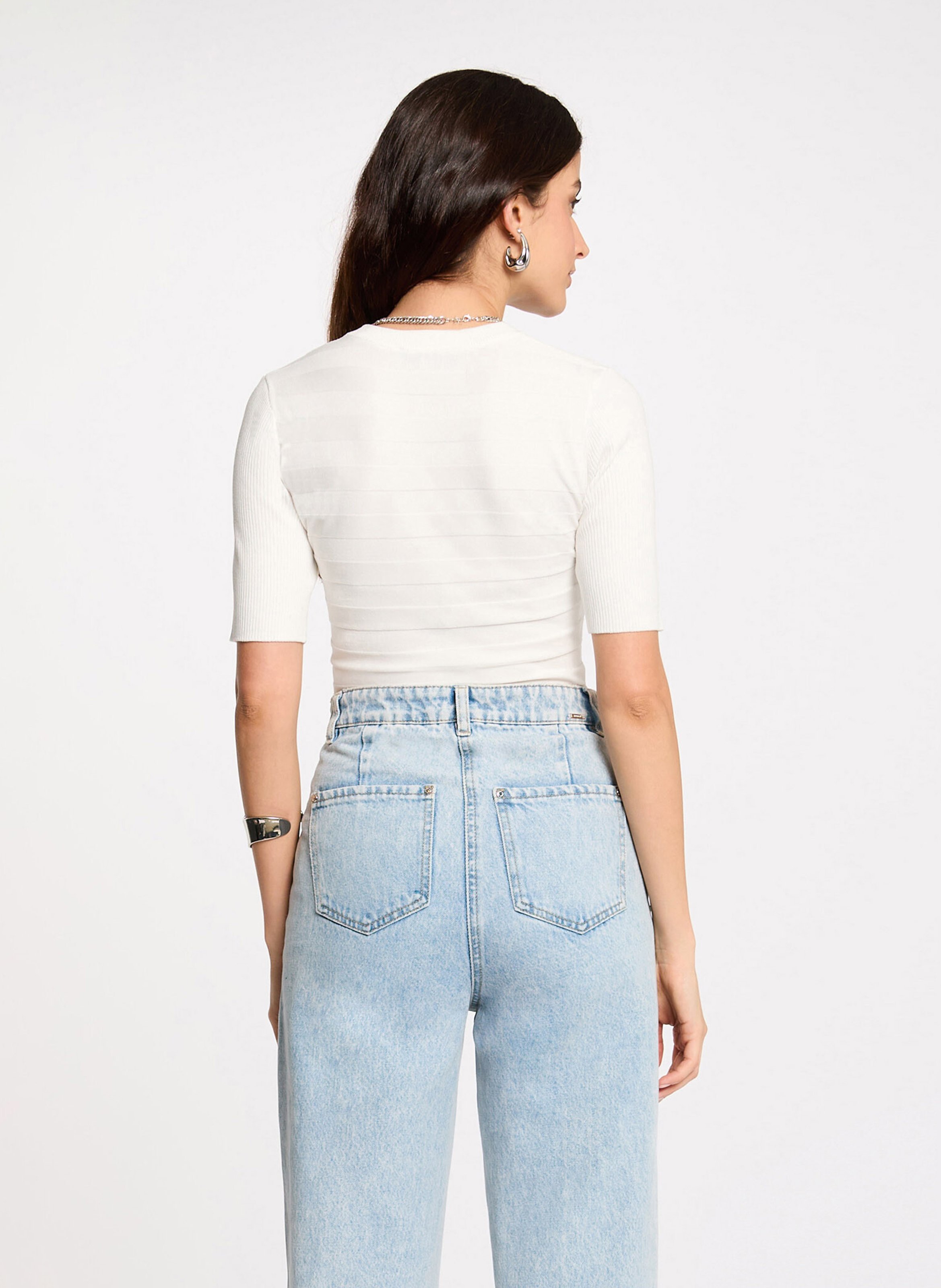 Kurzärmliger Pullover mit Rundhalsausschnitt MORGAN Beige