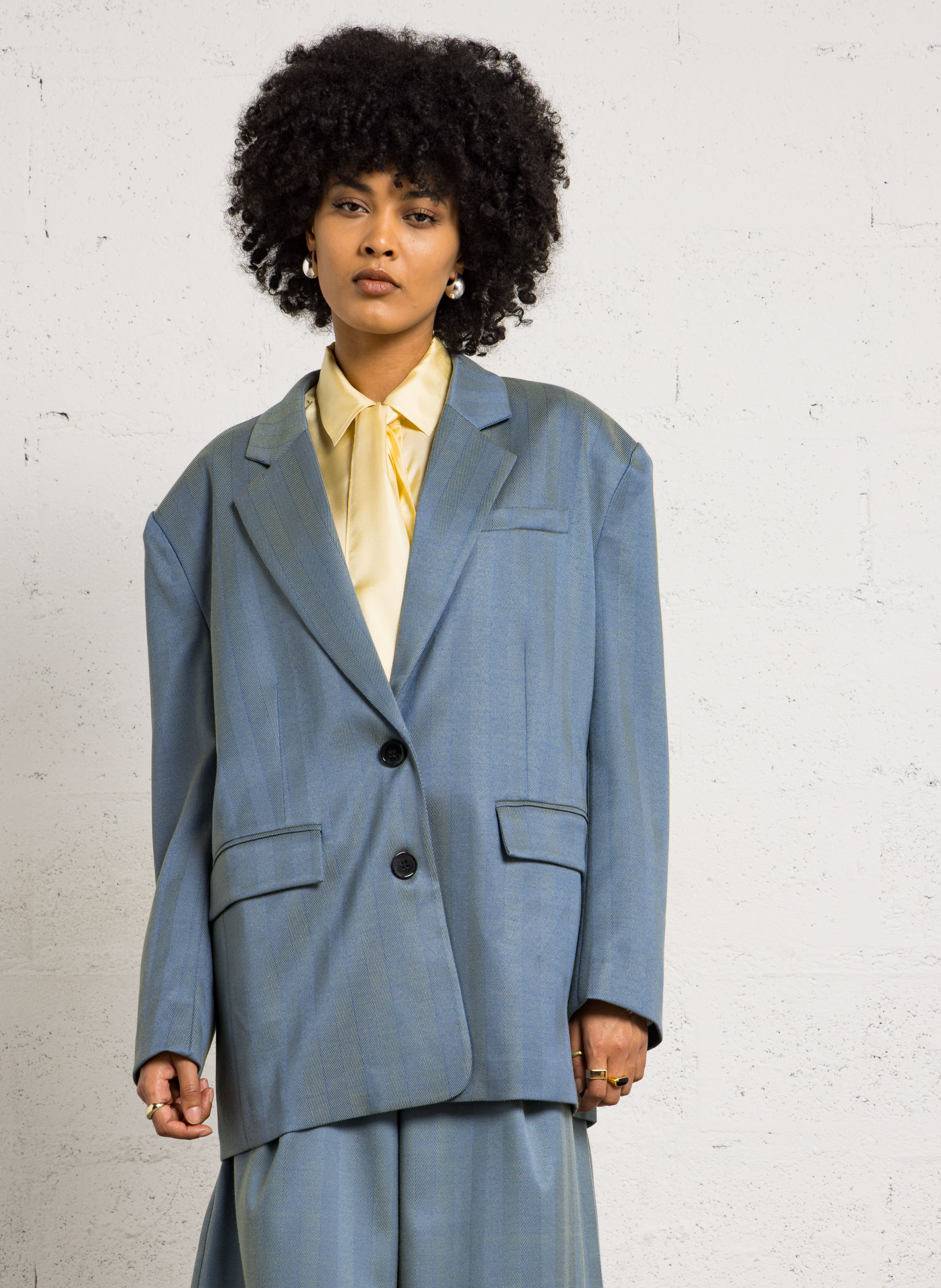 Veste tailleur imprimée oversize STELLA NOVA Bleu
