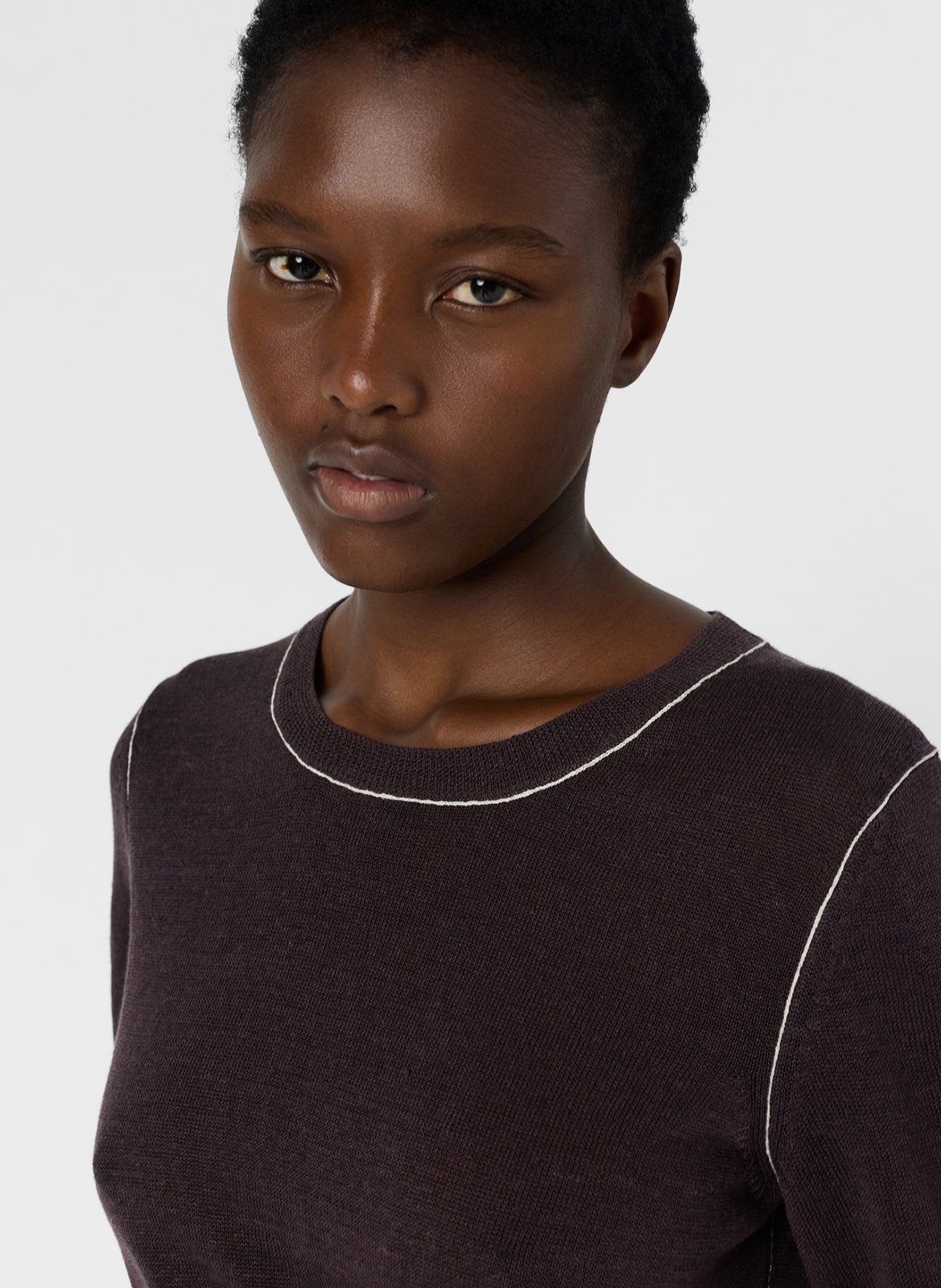 Pull col rond en lin mélangé GERARD DAREL Marron