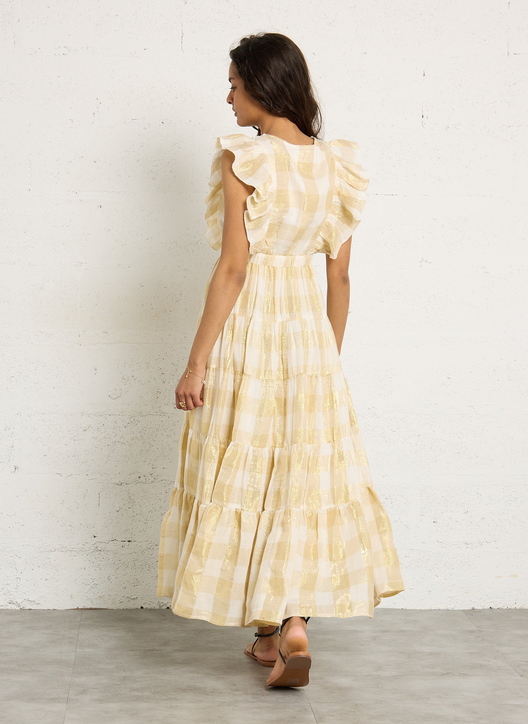 Robe longue col V en coton mélangé SUNDRESS Multicolore