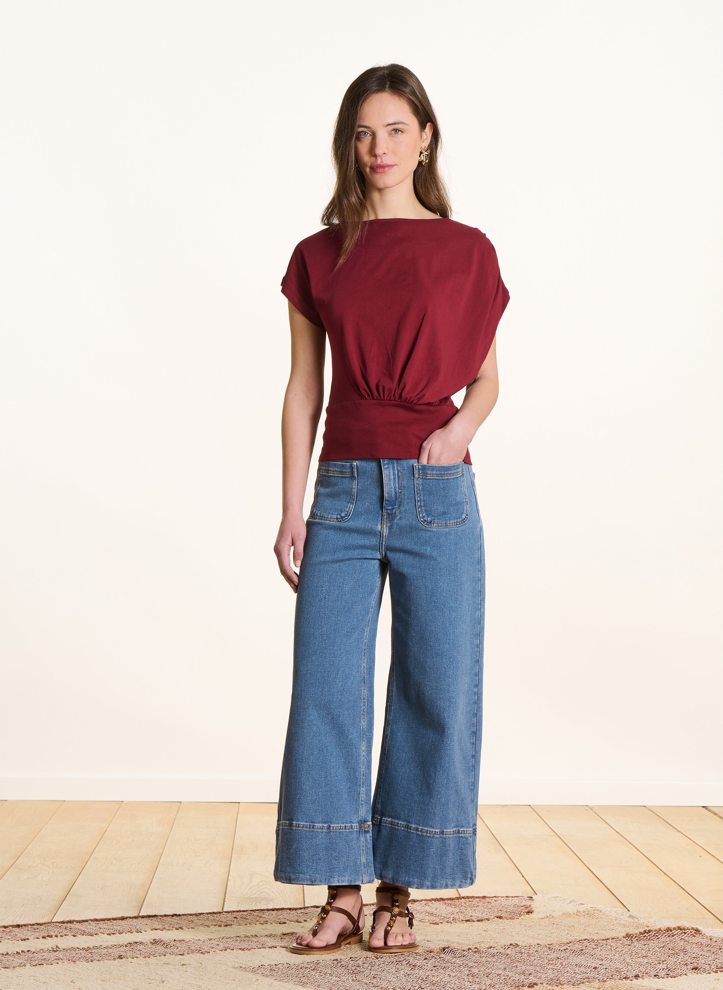 Top ajusté en coton bio LA FEE MARABOUTEE Marron