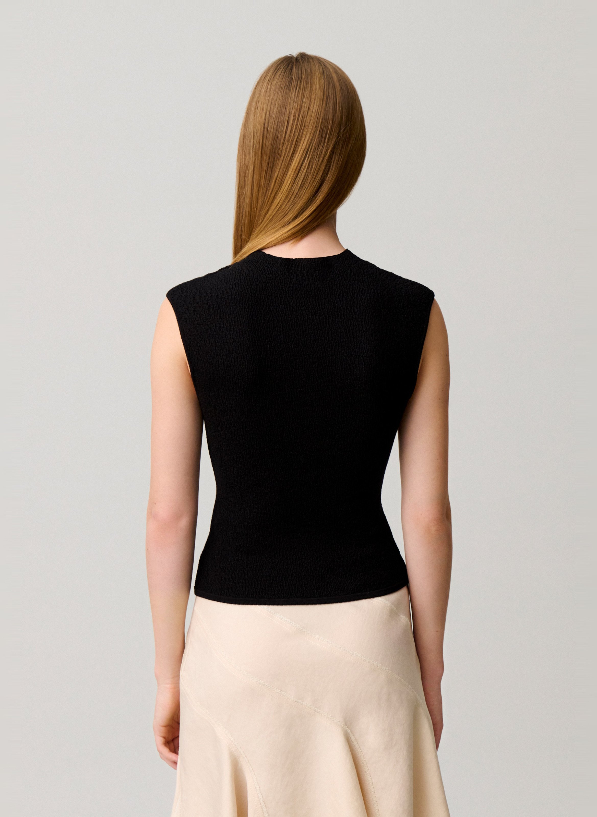 Pull ajusté sans manches uni CLAUDIE PIERLOT Noir