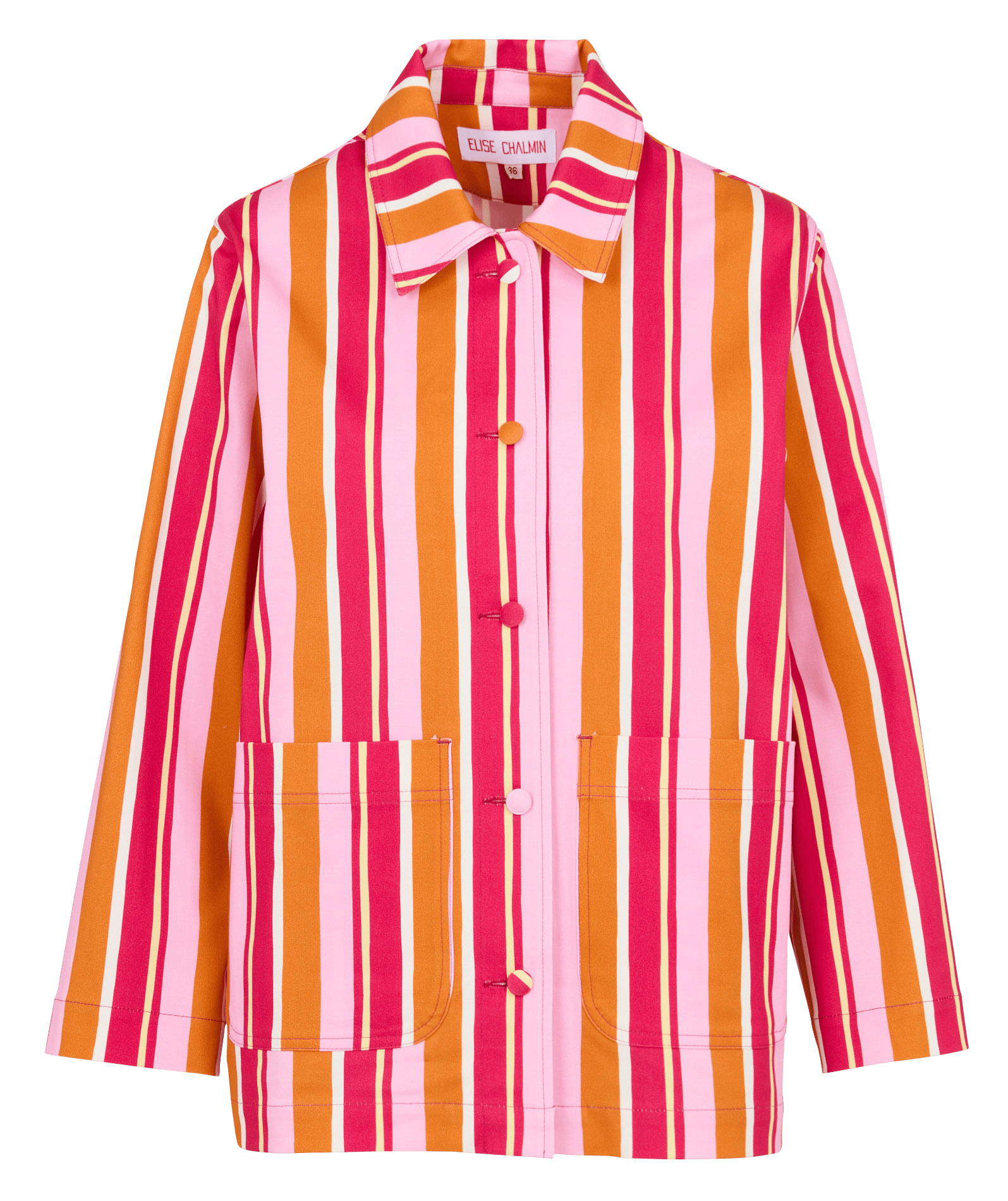 Gerade geschnittene Jacke mit 3/4-Ärmeln gestreift ELISE CHALMIN Mehrfarbig