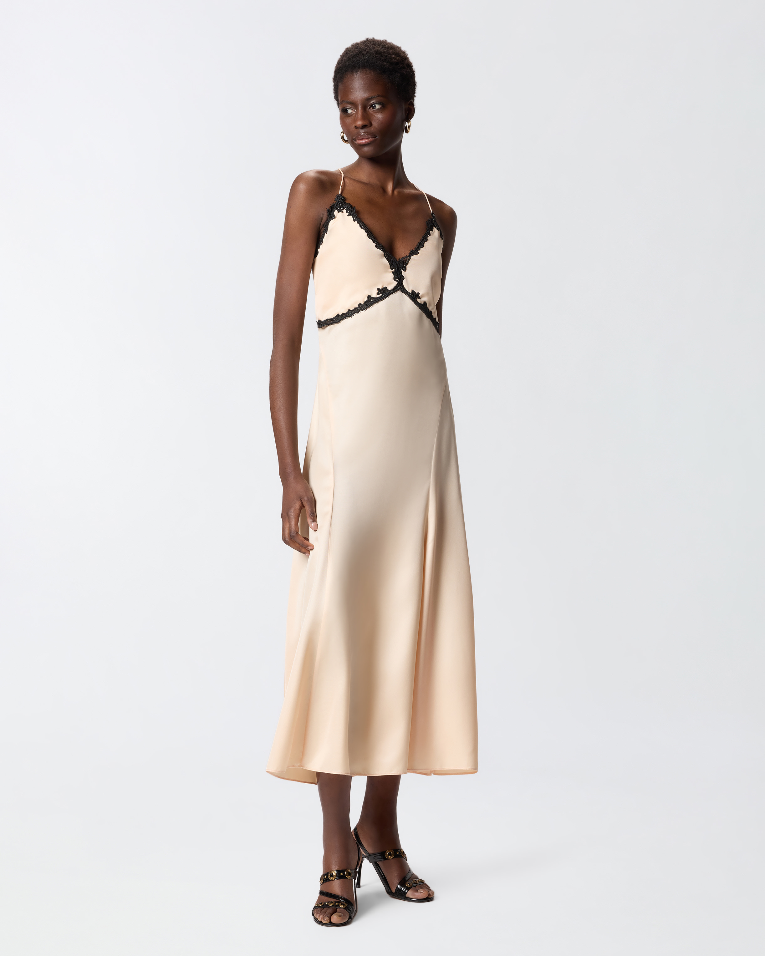 Robe longue avec insertions en dentelle PINKO Noir