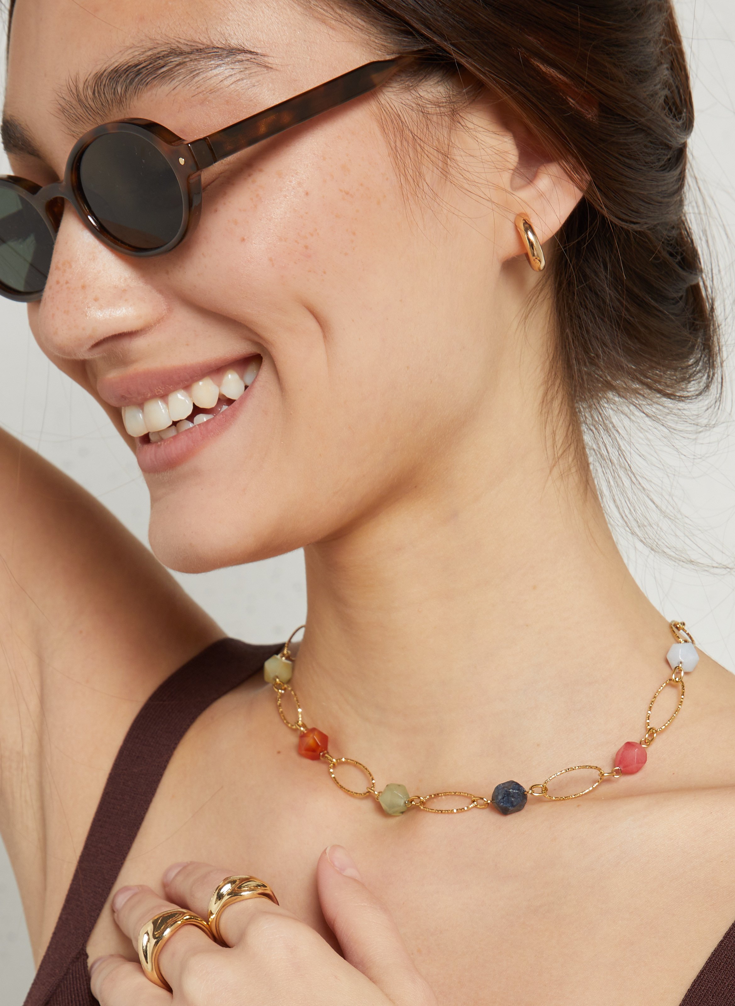 Perlenhalskette aus Stahl AU PRINTEMPS PARIS Mehrfarbig