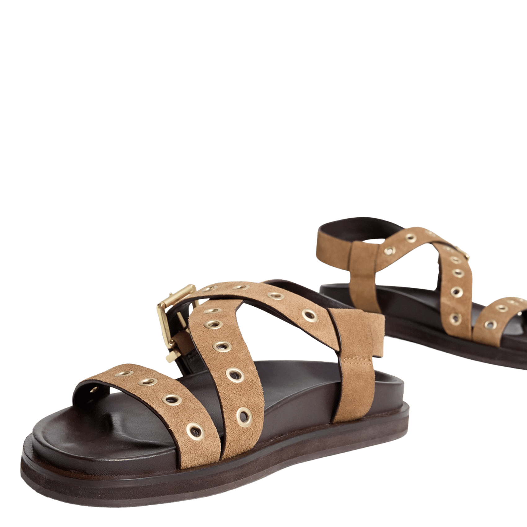 Flat soft leather sandals JONAK Brown