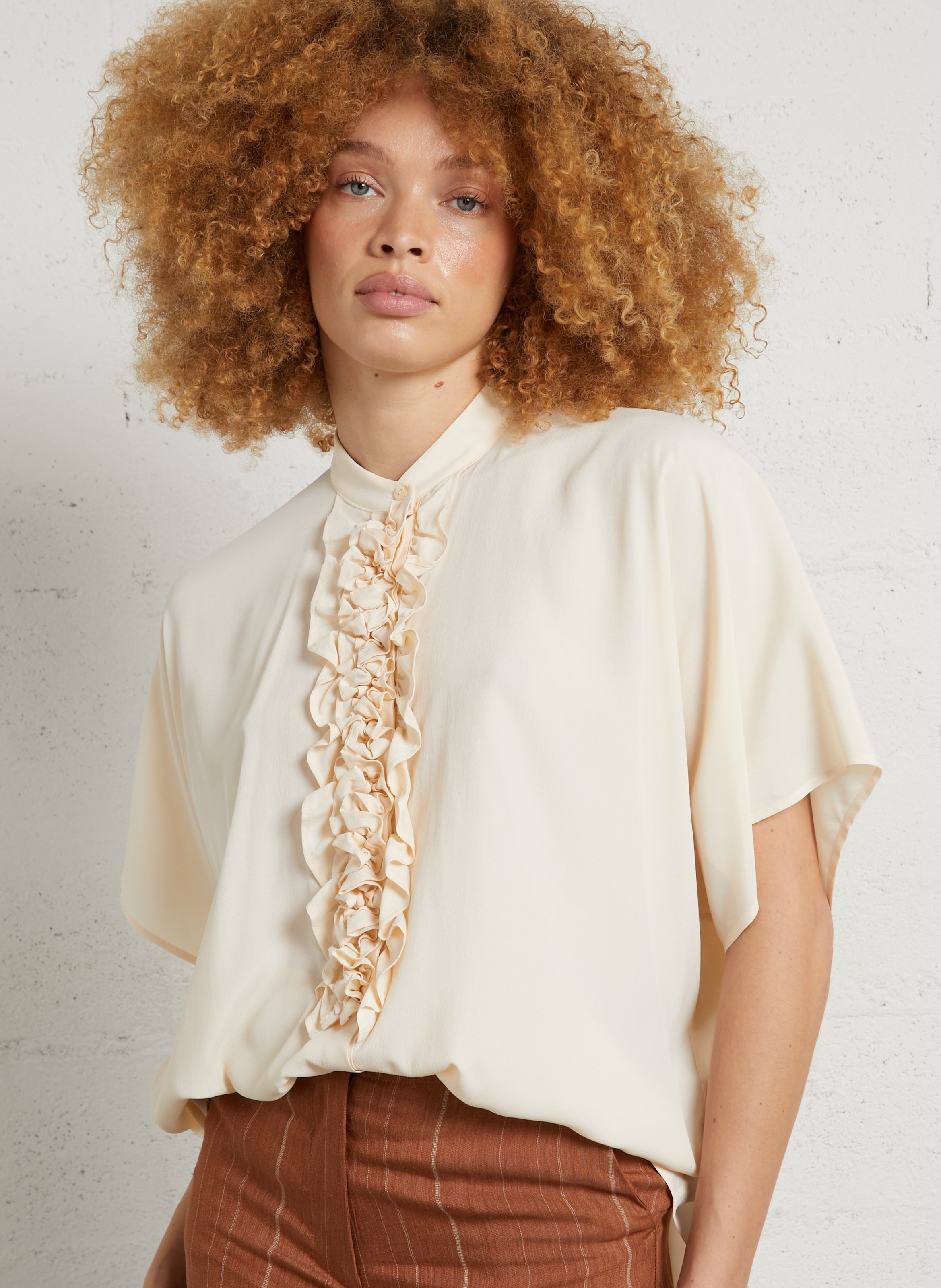 Chemise oversize col rond MOMONI Beige