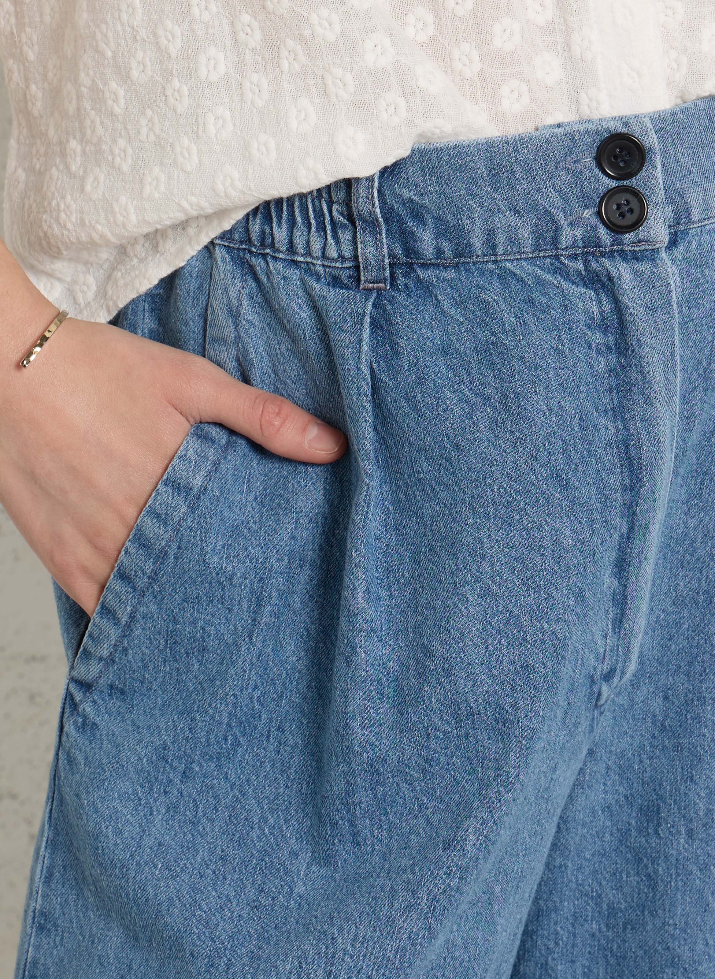 Straight-leg organic cotton-blend shorts SUZIE WINKLE Blue