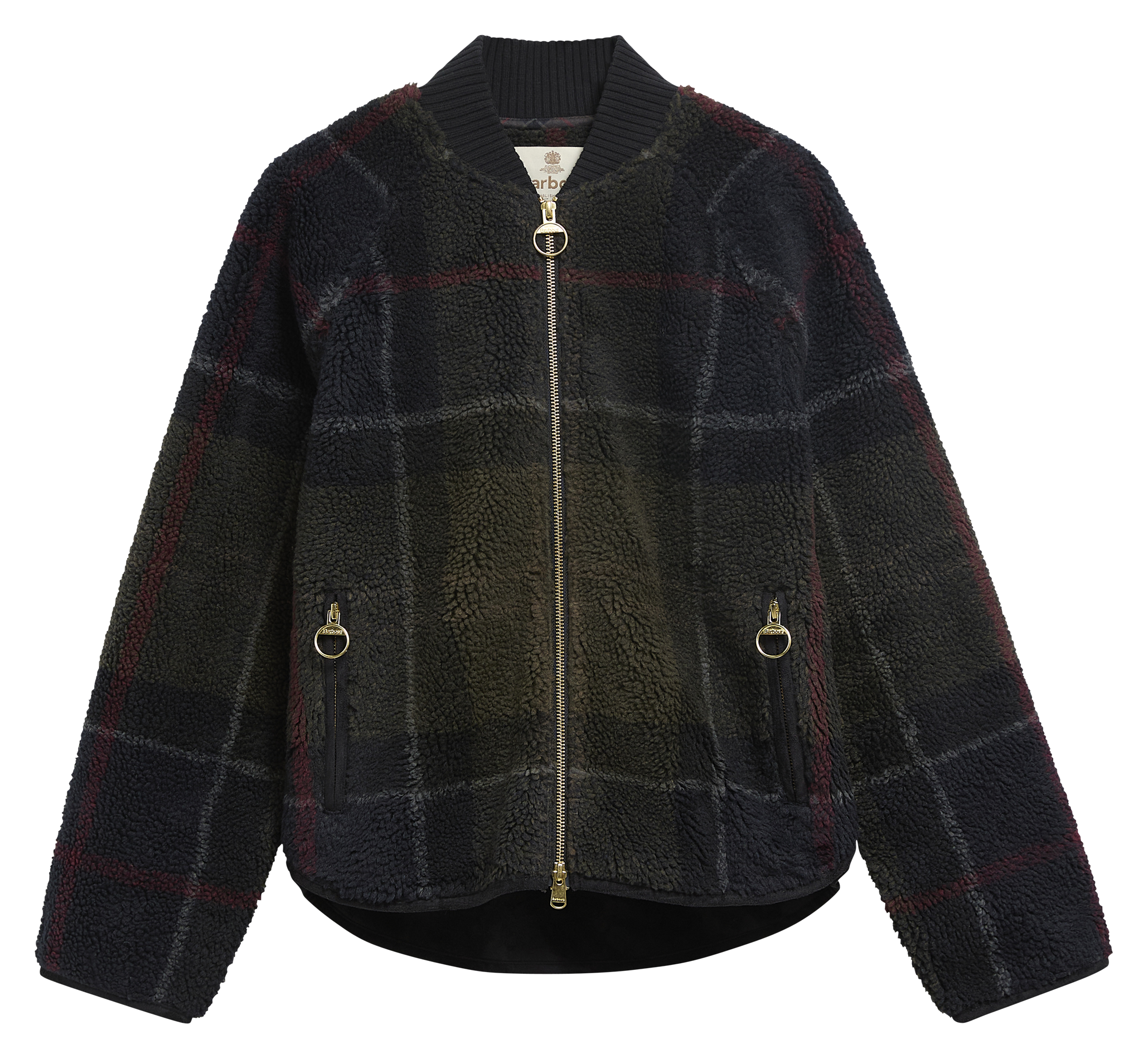 Fluffy checkered straight jacket BARBOUR Green