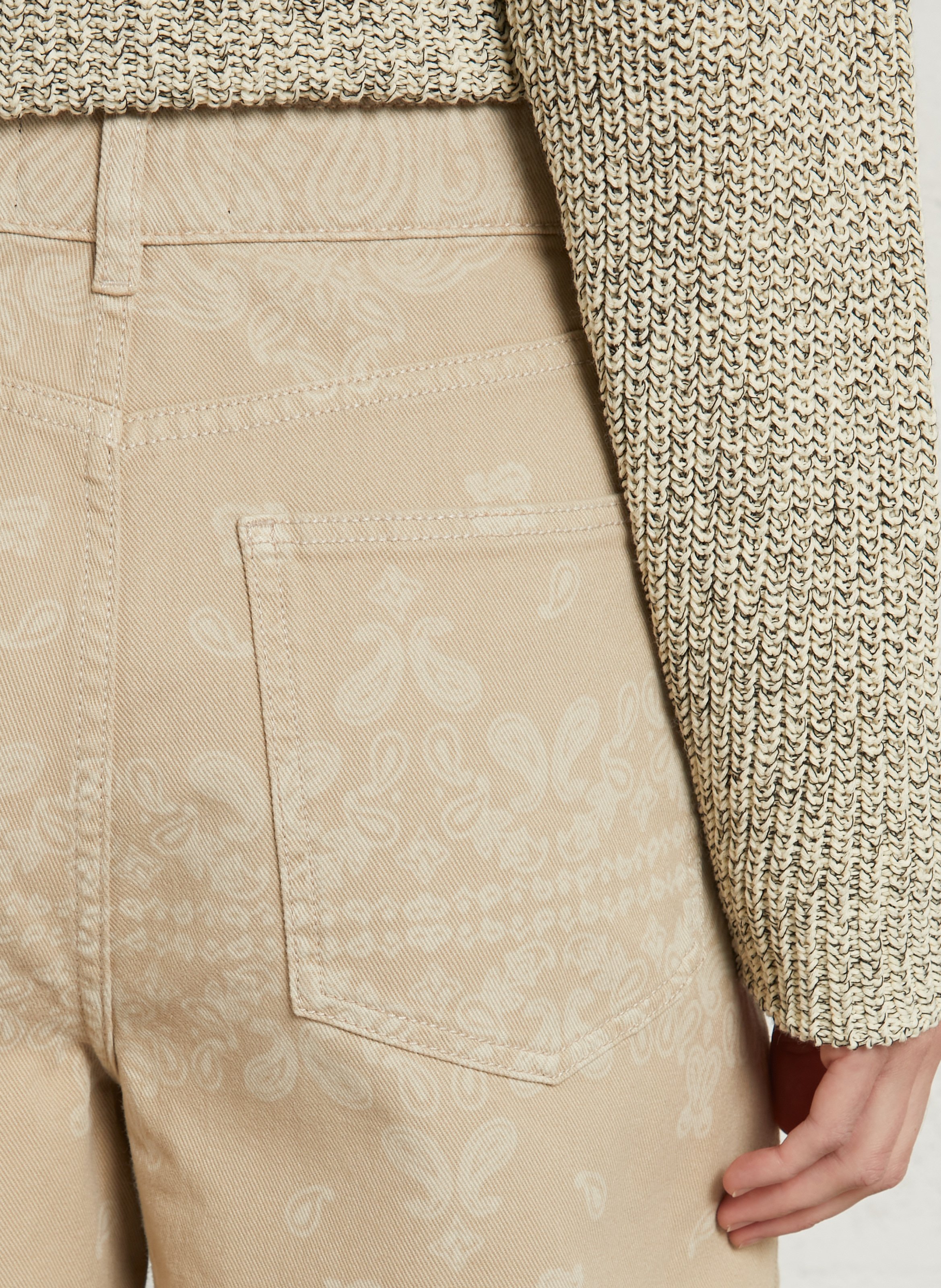 Wide-leg printed cotton jeans BERENICE Beige