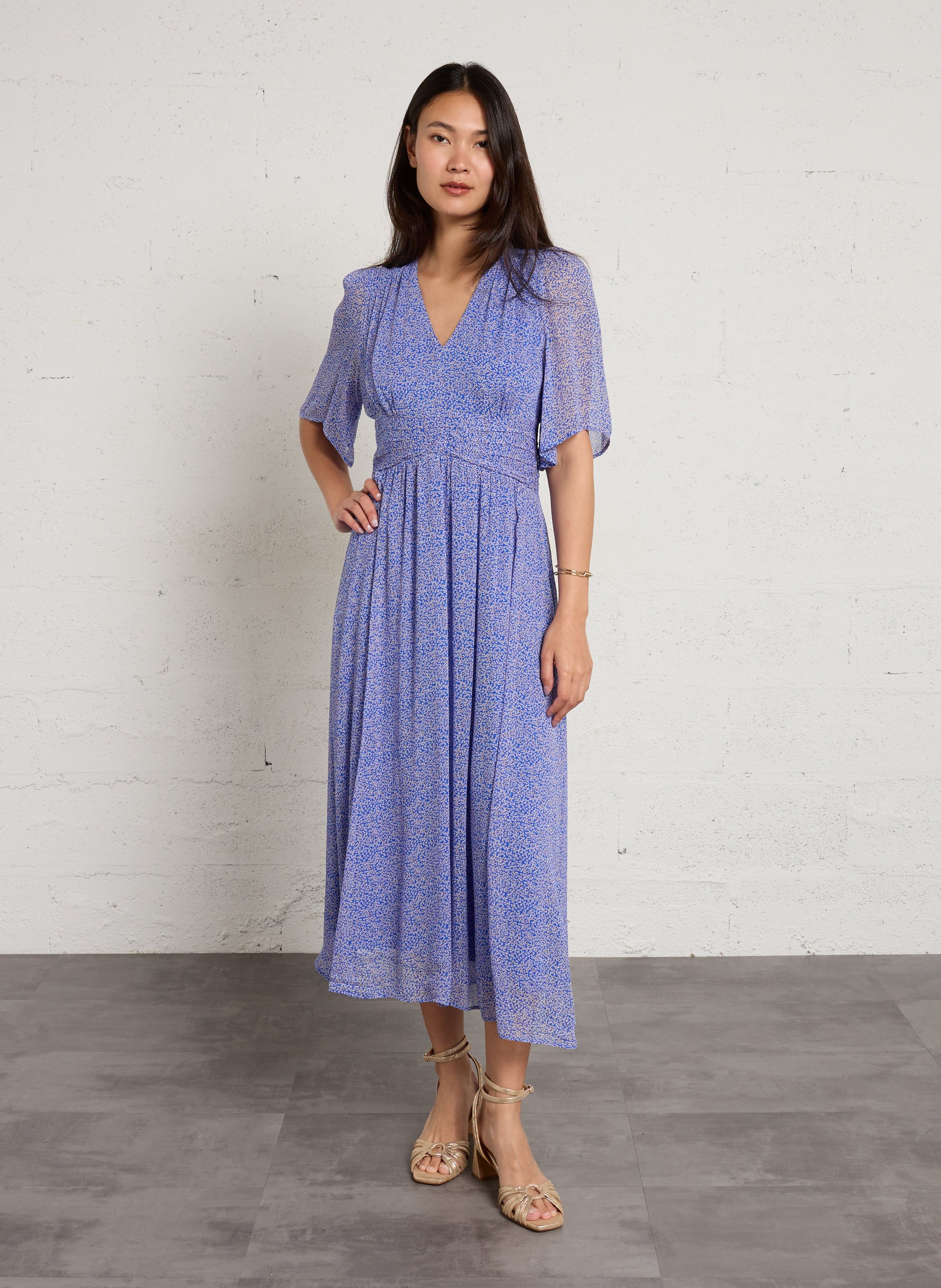 Robe longue ample col V MAISON 123 Bleu