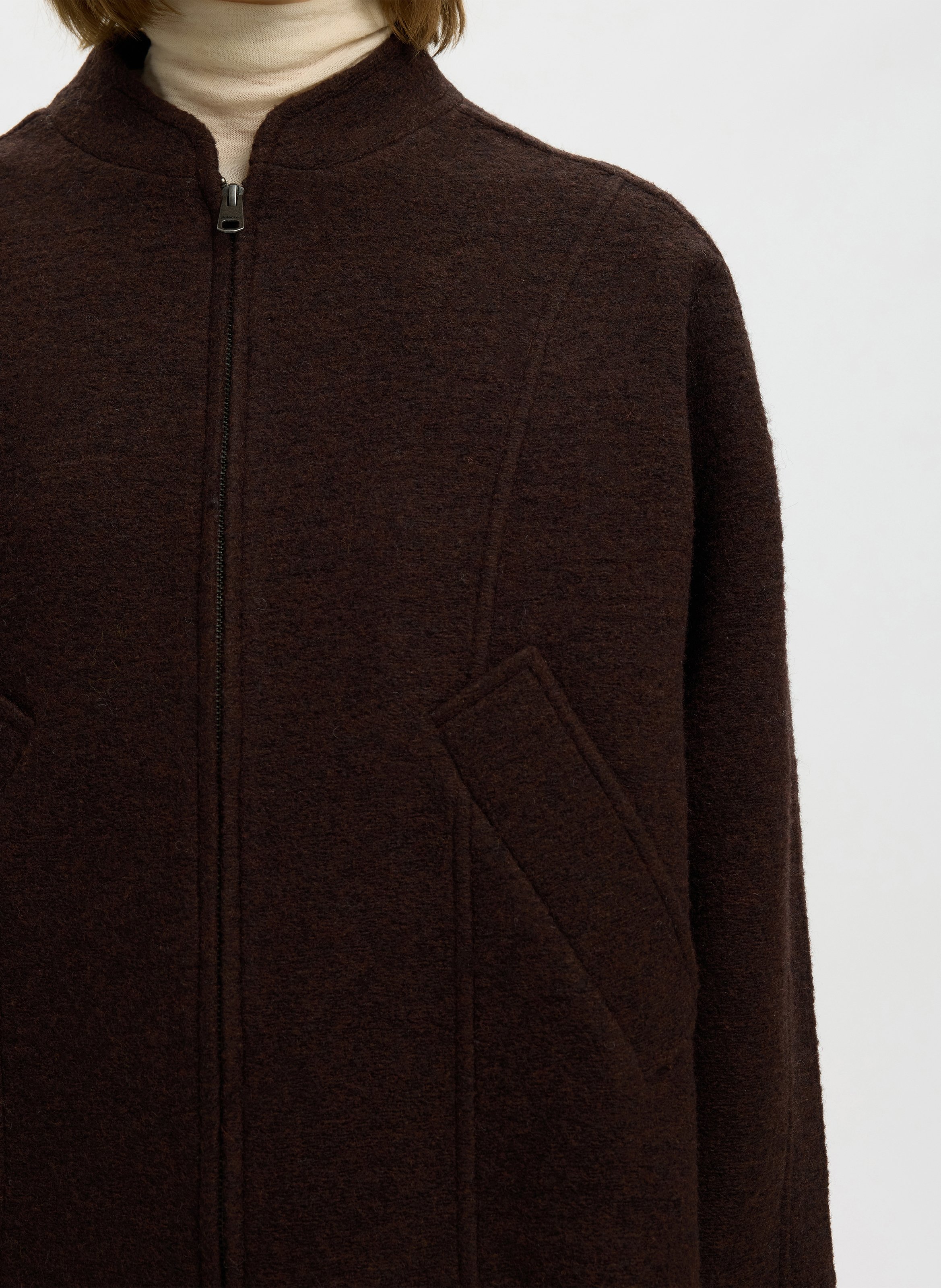 Veste oversize en laine recyclée mélangée SELECTED Marron