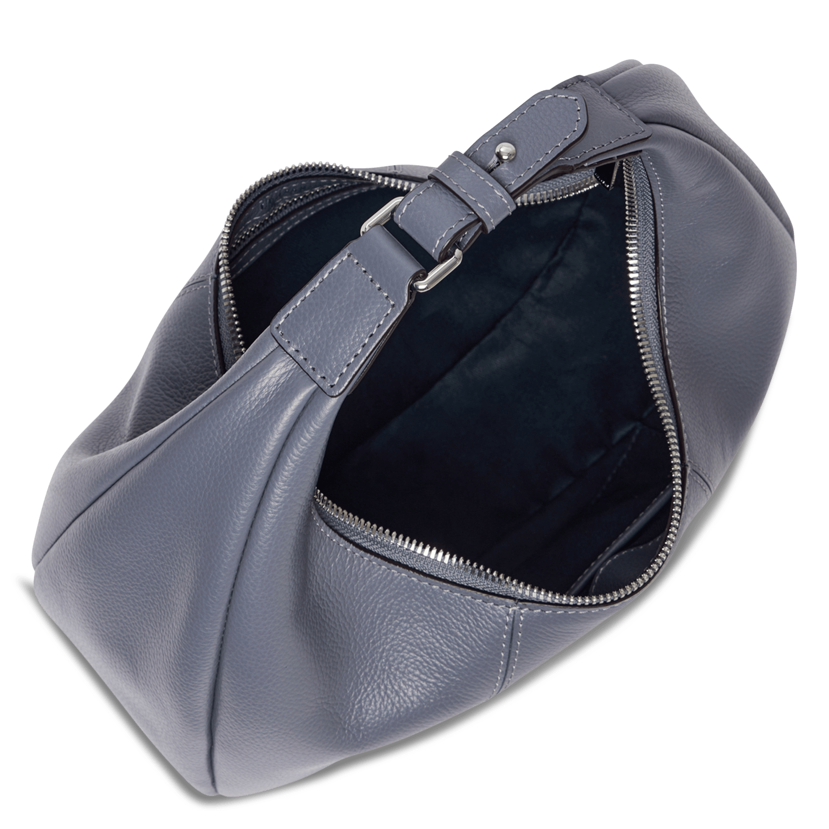 Small zippered hobo bag in grained leather LE TANNEUR Blue
