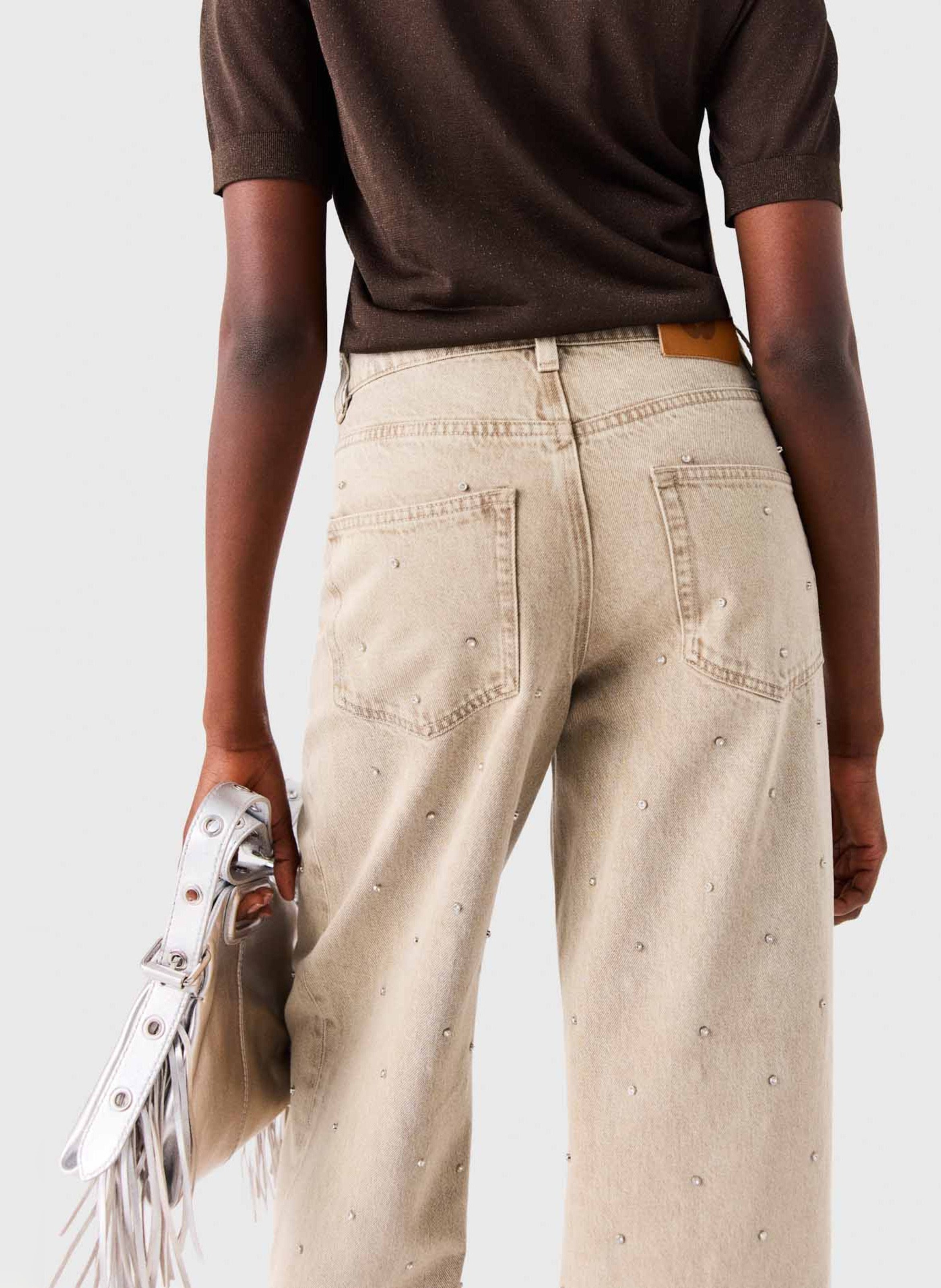 Flared cotton jeans MAJE Beige