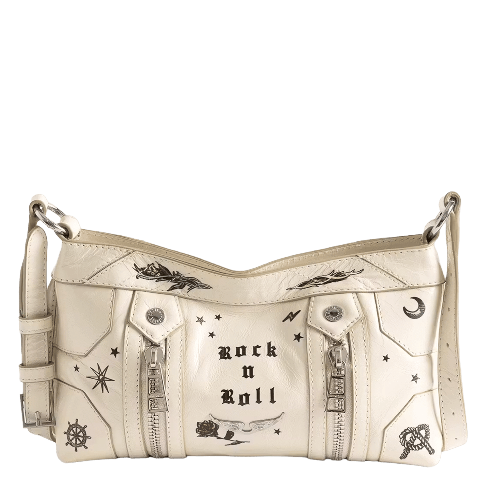 Leren schoudertas met print ZADIG&VOLTAIRE Wit