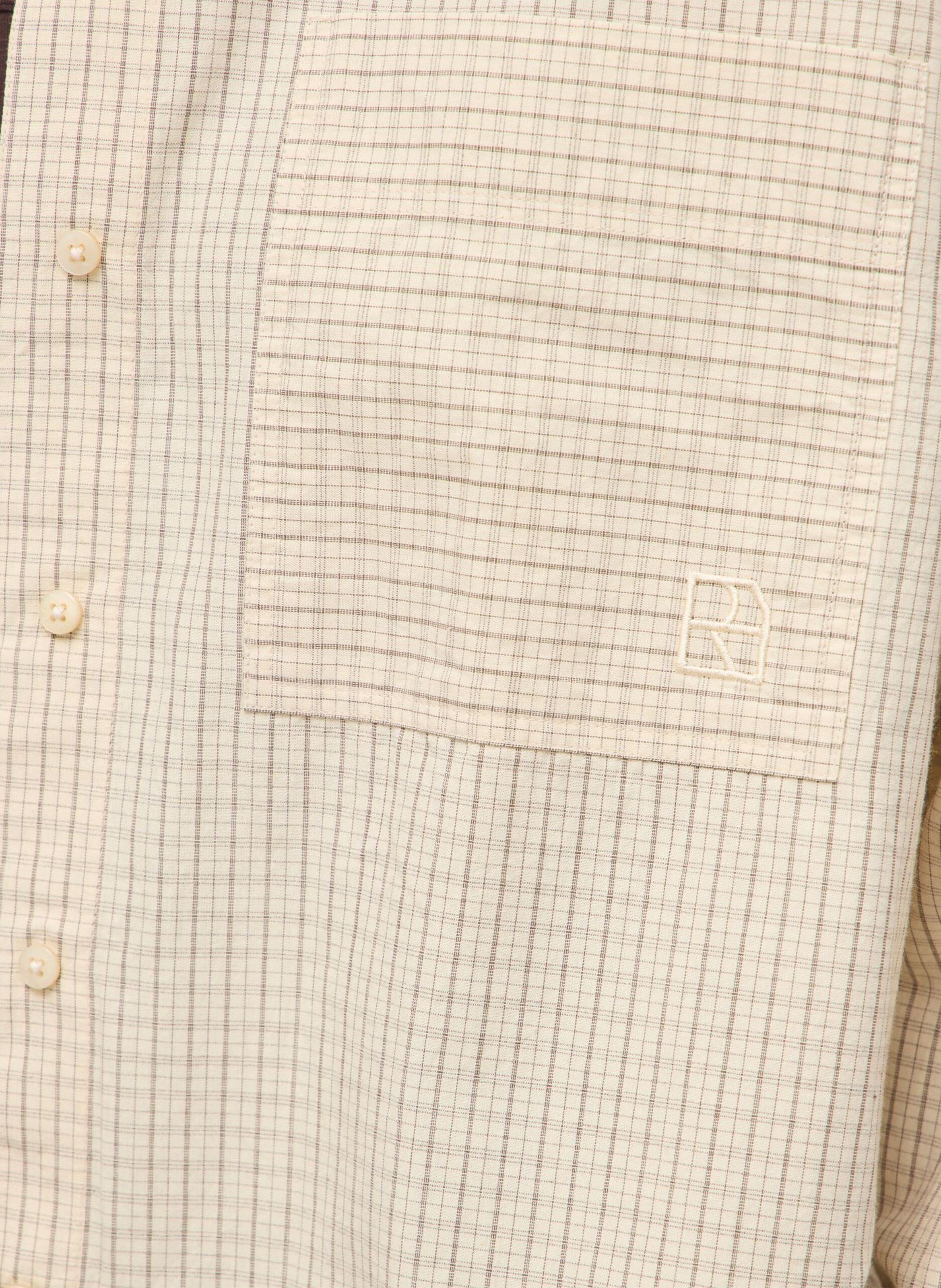 Oversized printed cotton shirt with classic collar ROUGE EDIT Beige