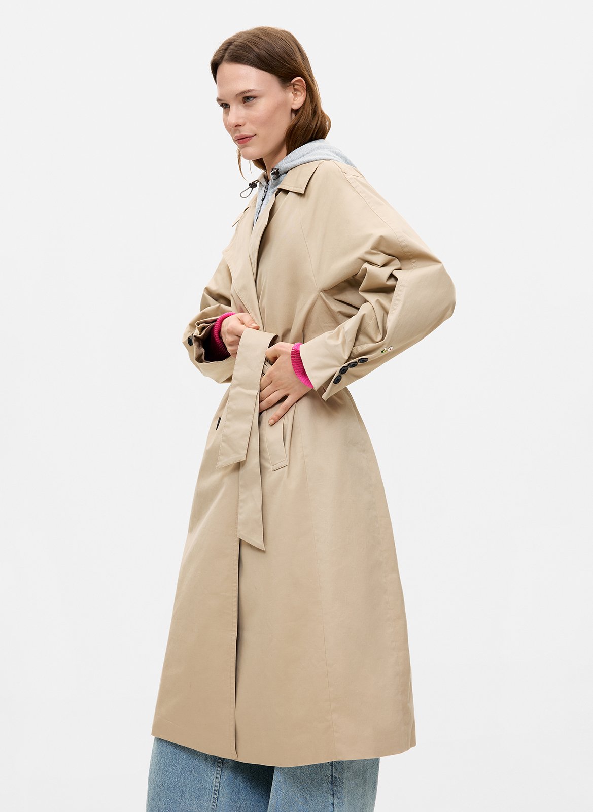 Long trench coat with removable hood DESIGUAL Brown