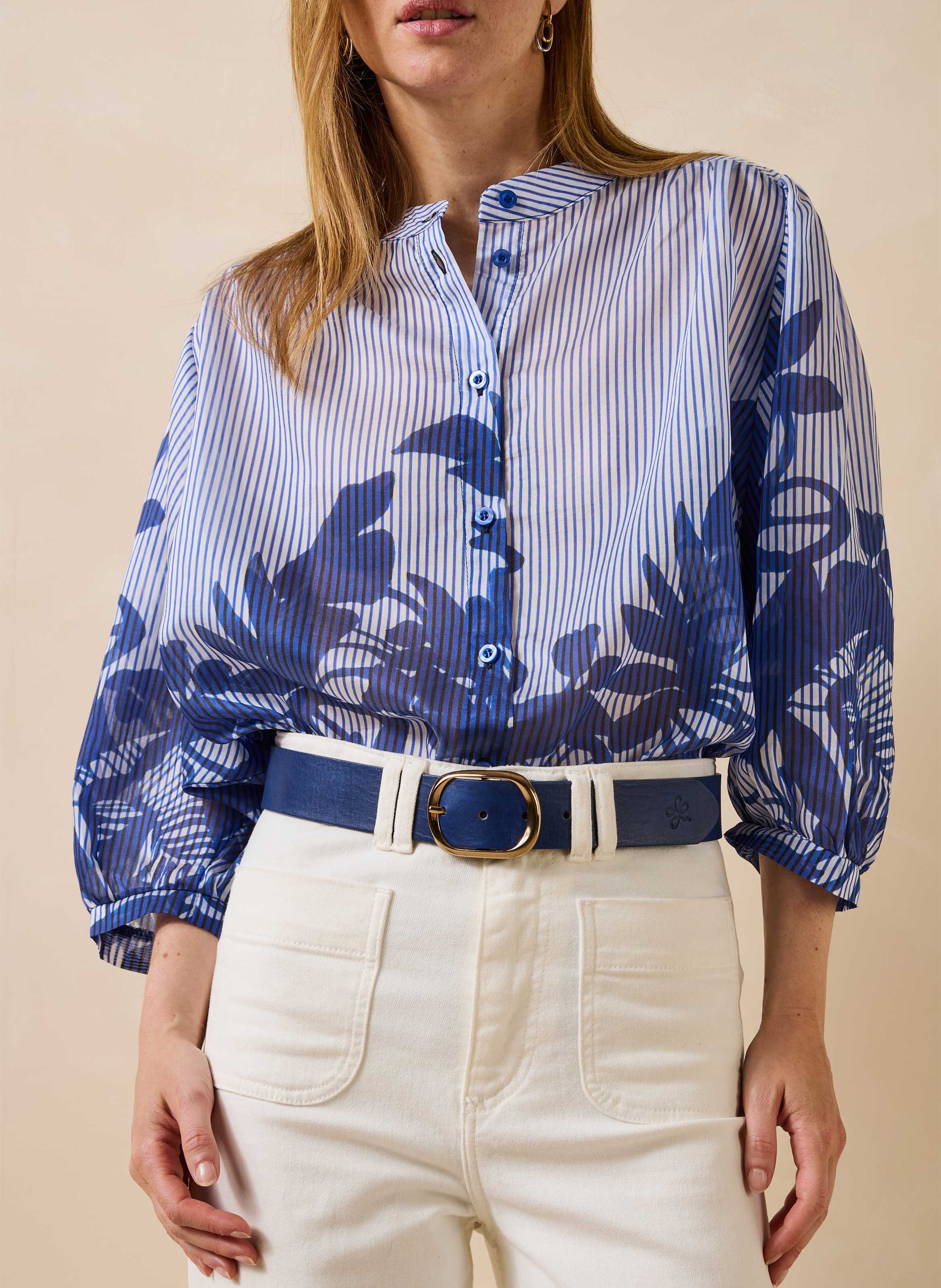 Leather belt LA FEE MARABOUTEE Blue