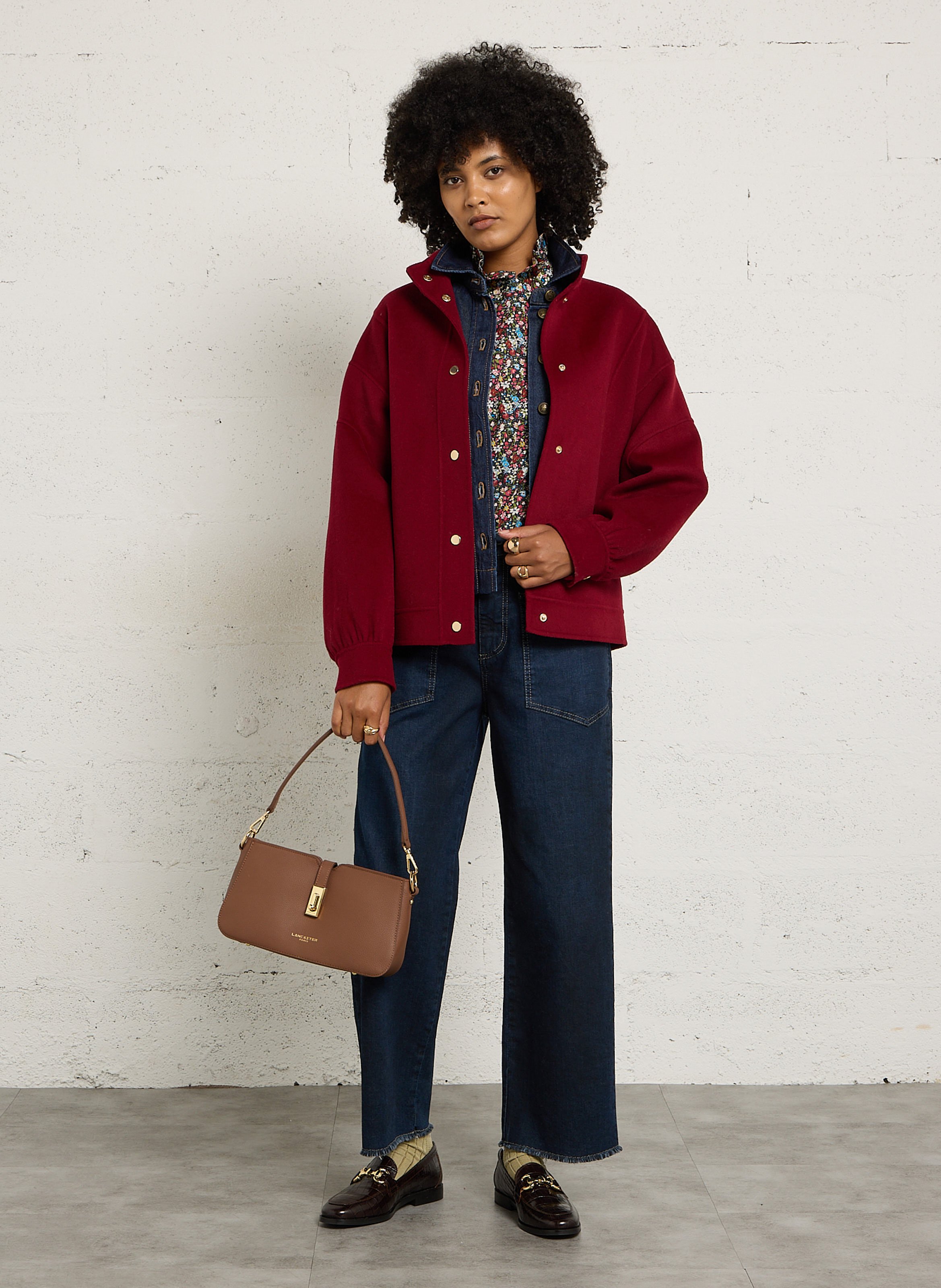 Sac à main rectangle en cuir de vachette LANCASTER PARIS Marron