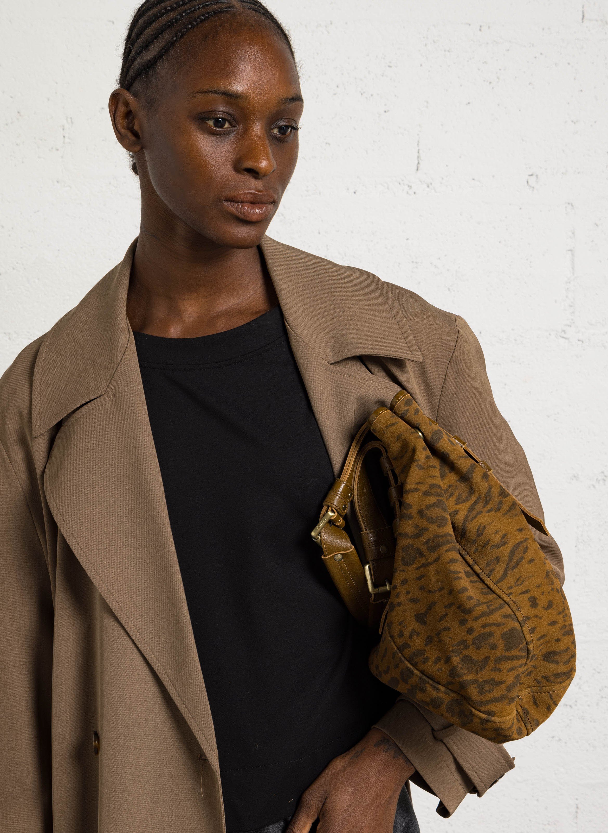 Leather shoulder bag MILA LOUISE Beige