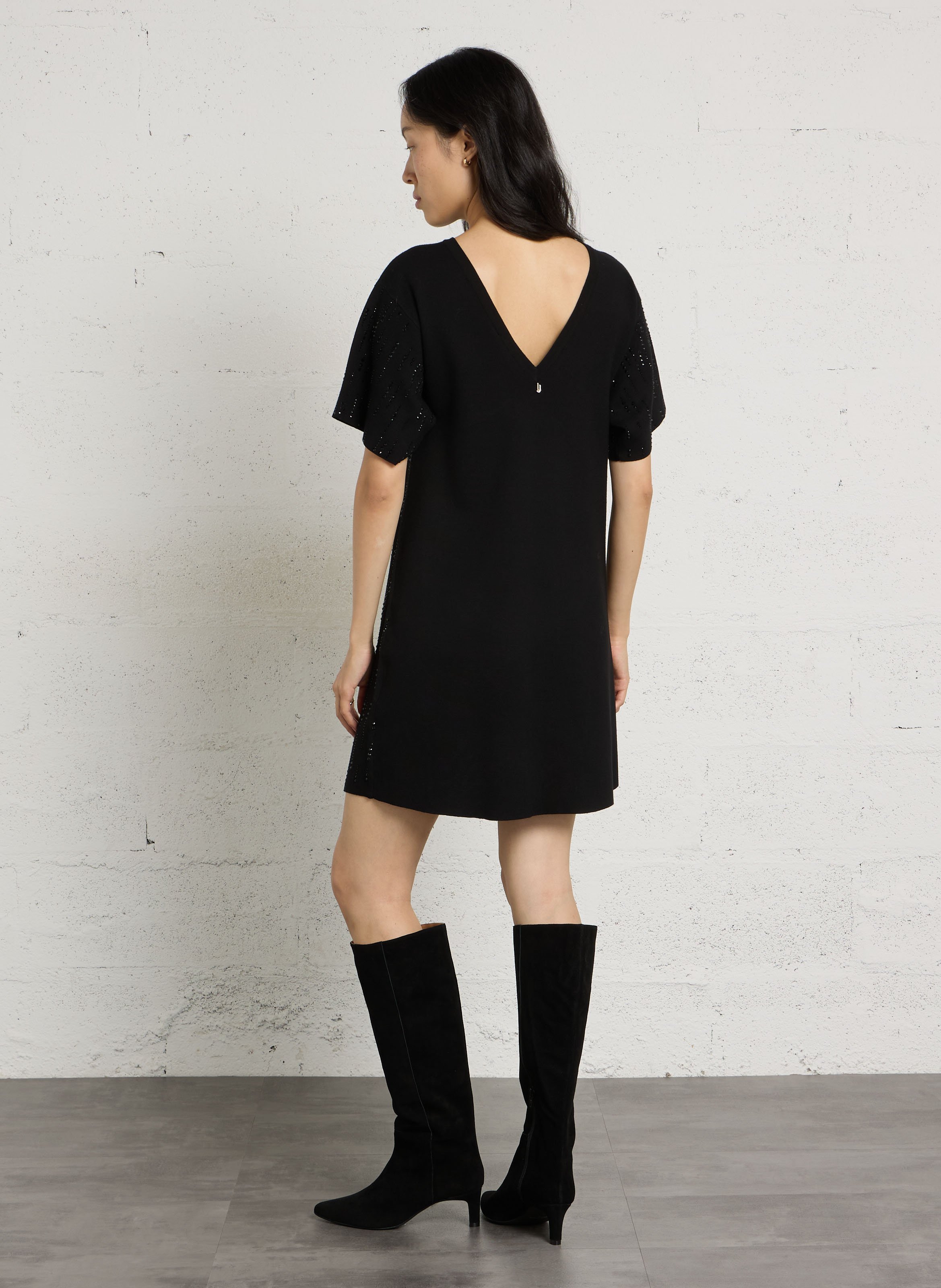 Kurzes Kleid mit strassbesetztem Dekolleté LIU JO Schwarz