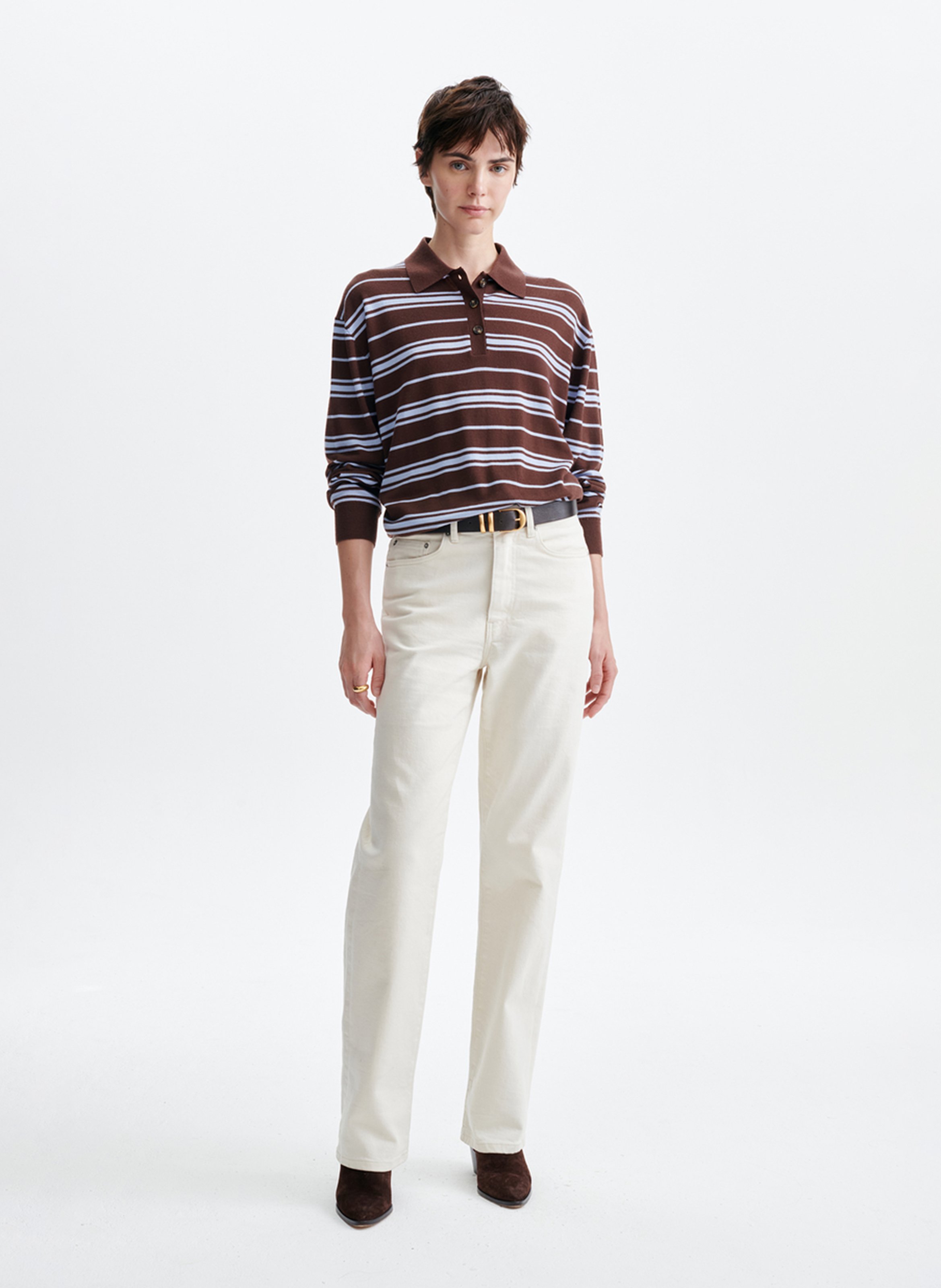 Langarm-Poloshirt aus Wolle VANESSA BRUNO Mehrfarbig
