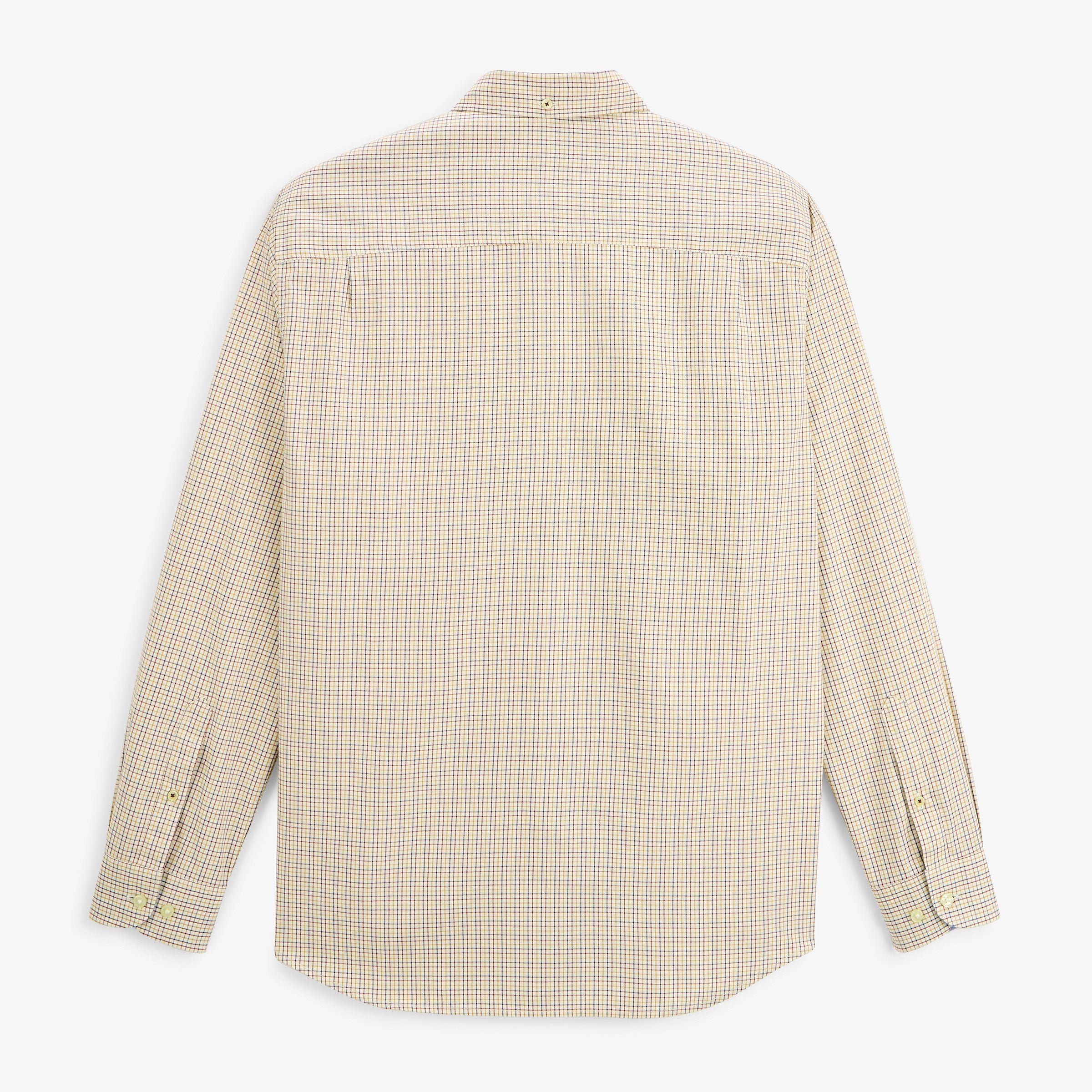 Long-sleeved shirt in mustard yellow cotton with small checks SERGE BLANCO Yellow