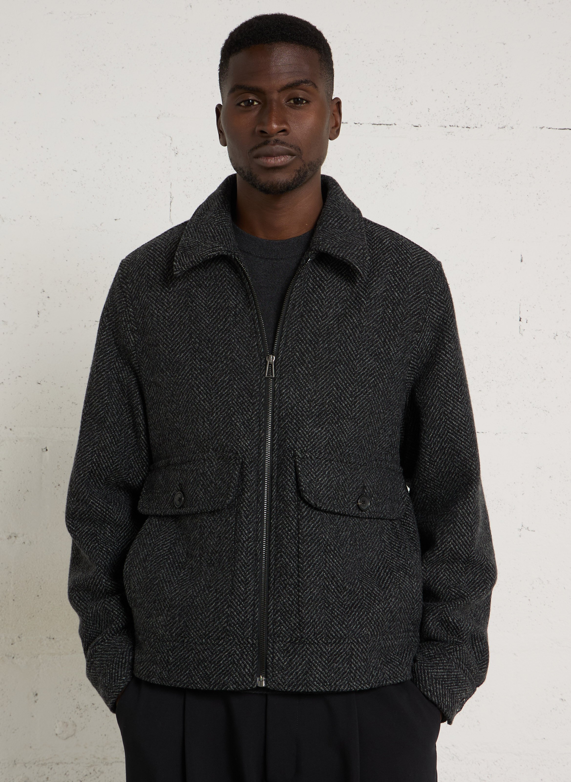 Classic-collar wool-blend jacket PAUL SMITH Black