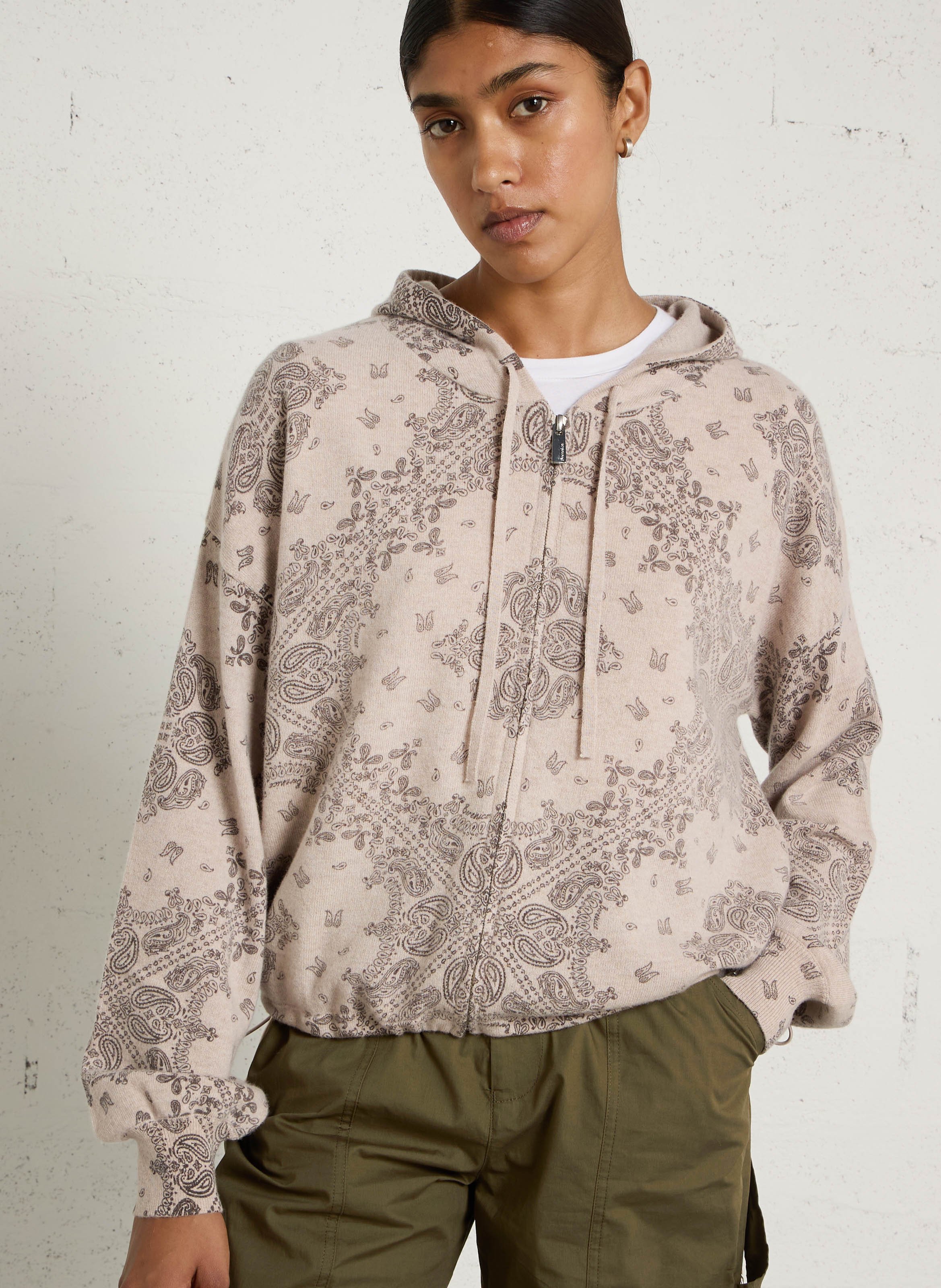 Hooded cardigan with bandana print BERENICE