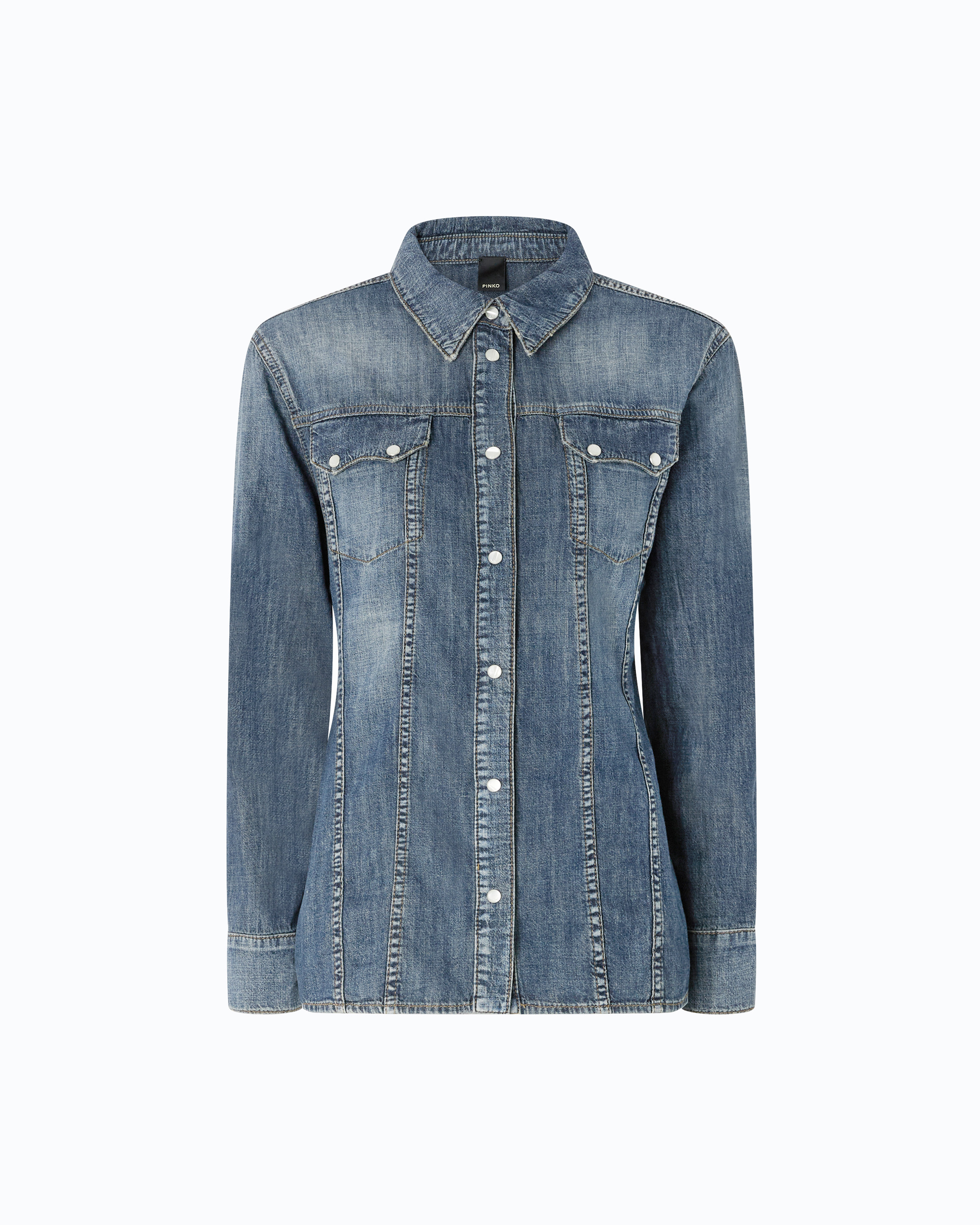 Bleached denim shirt PINKO Blue