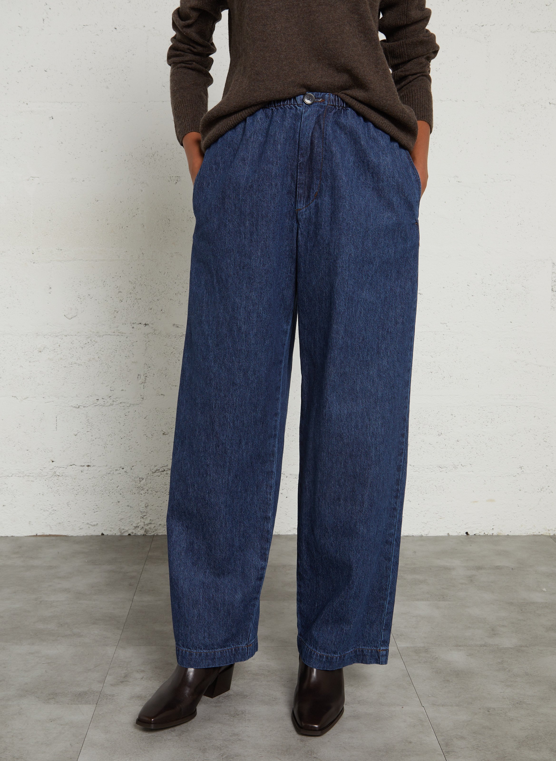 Wide-leg straight jeans in blended cotton MASSCOB Blue
