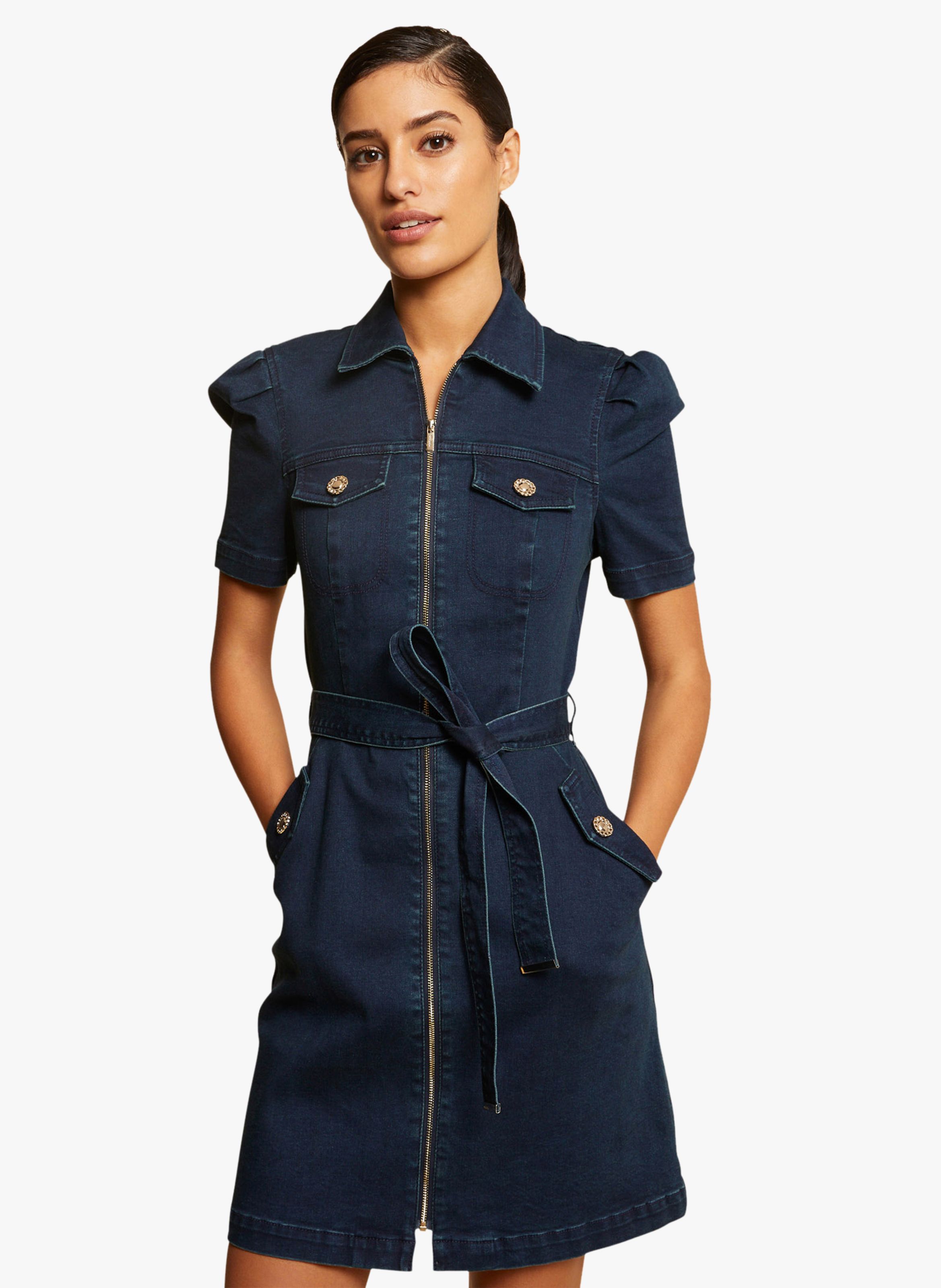 Womens denim best sale dress with belt