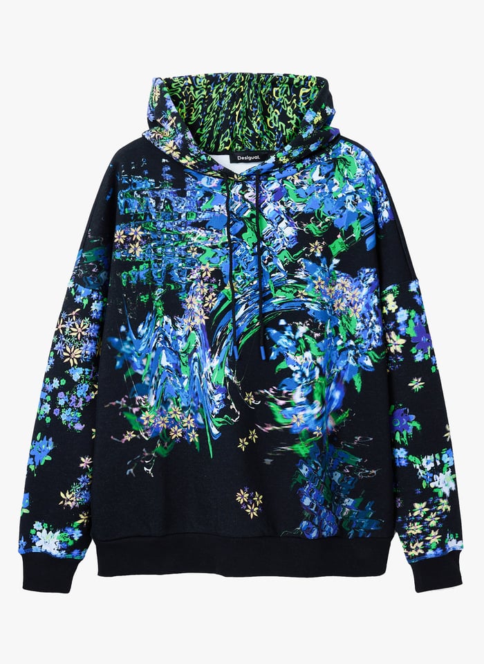 Floral top print hoodie