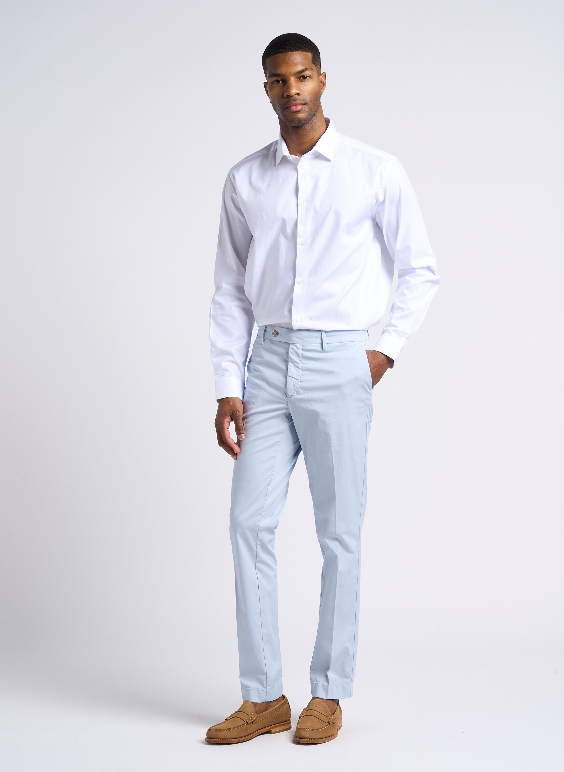 Straight cotton shirt with classic collar AU PRINTEMPS PARIS White
