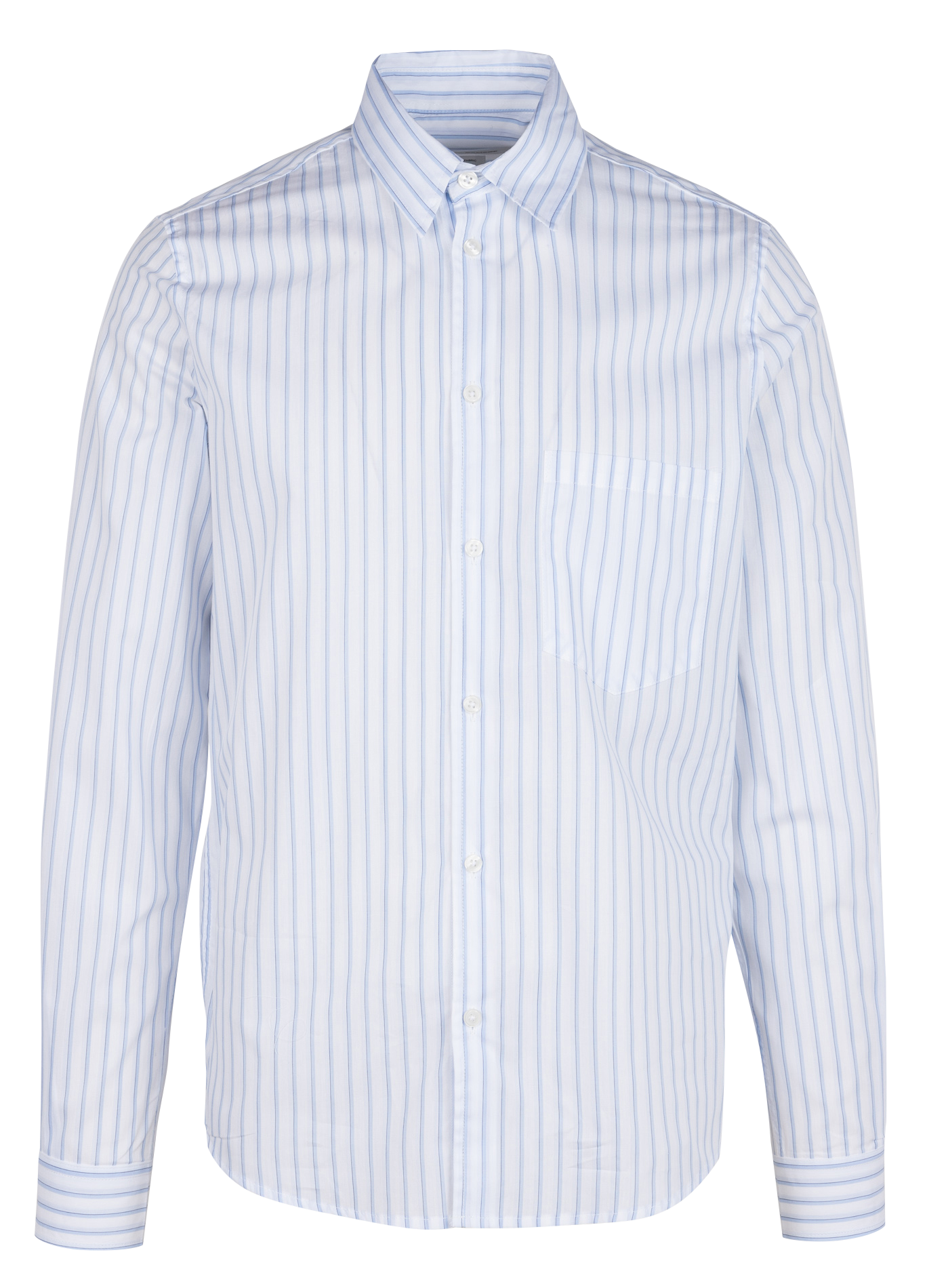 Streifenhemd aus Bio-Baumwolle mit klassischem Kragen Blau
