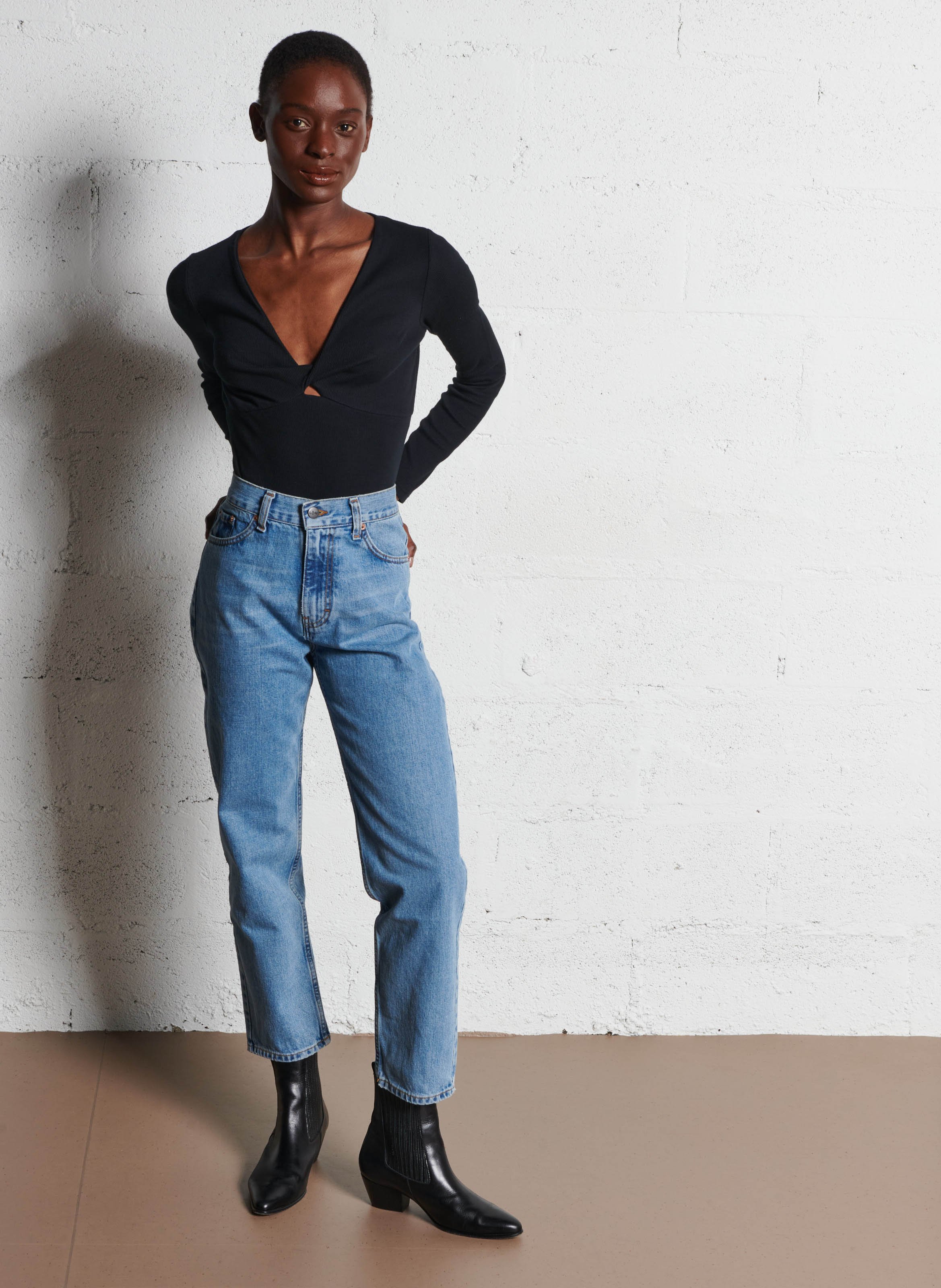 Jean taille haute droit en coton  MARGAUX LONNBERG Bleu