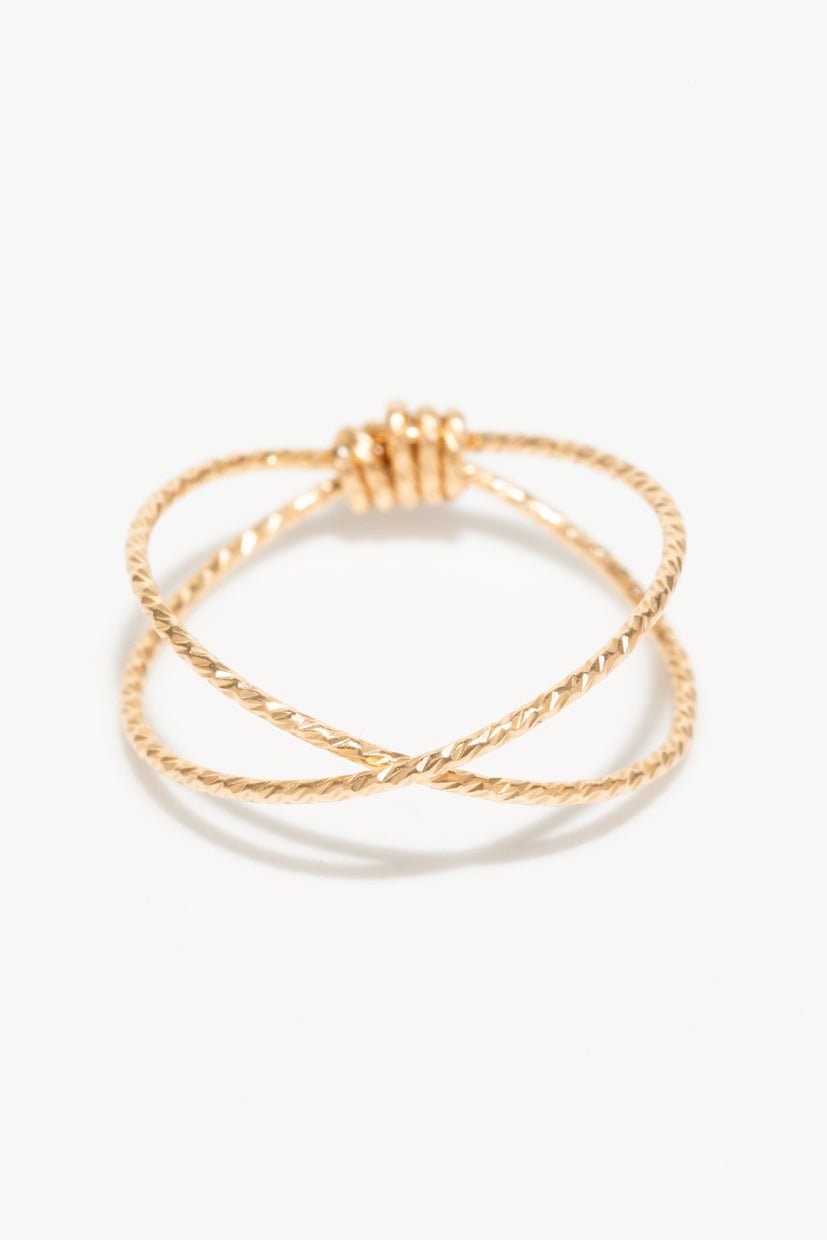 Crossed Sparkle Ring YAY Golden