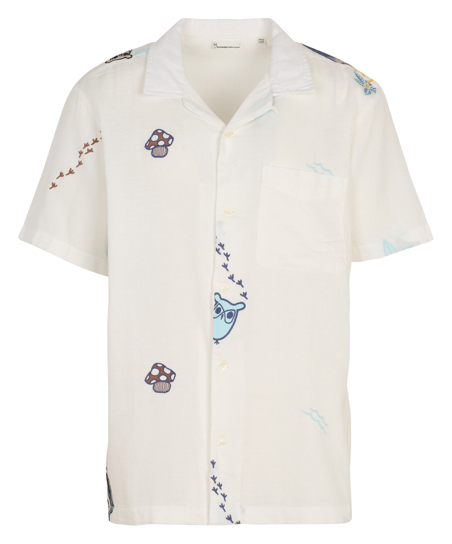 Chemise col classique brodée en coton KNOWLEDGE COTTON APPAREL Blanc