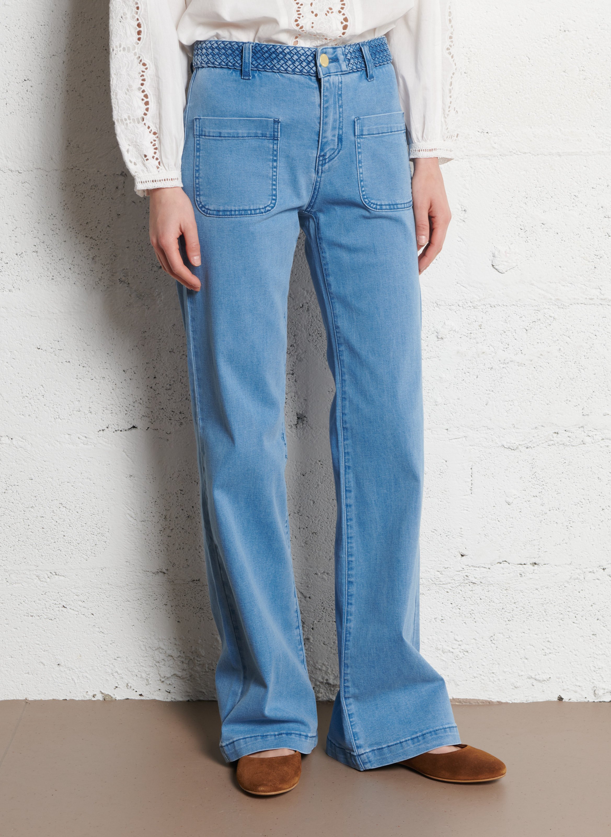 Jean flare en coton mélangé LA PETITE ETOILE Jean Stone