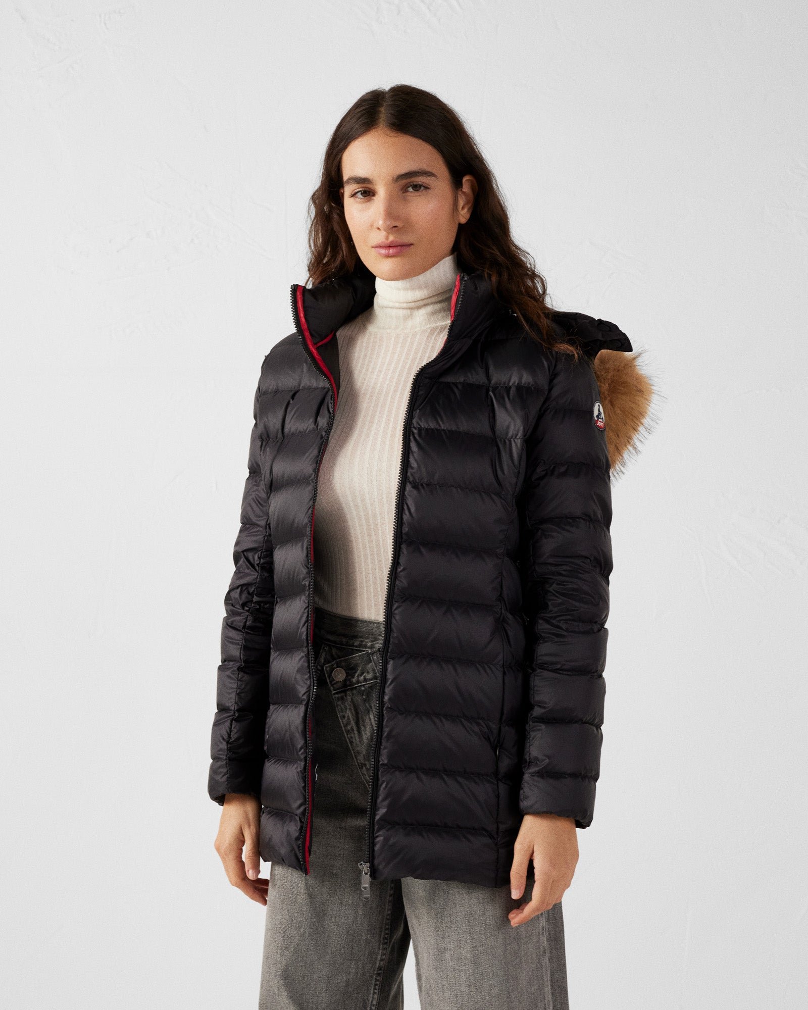 Mid-length puffer coat for extreme cold in pearl JOTT Black