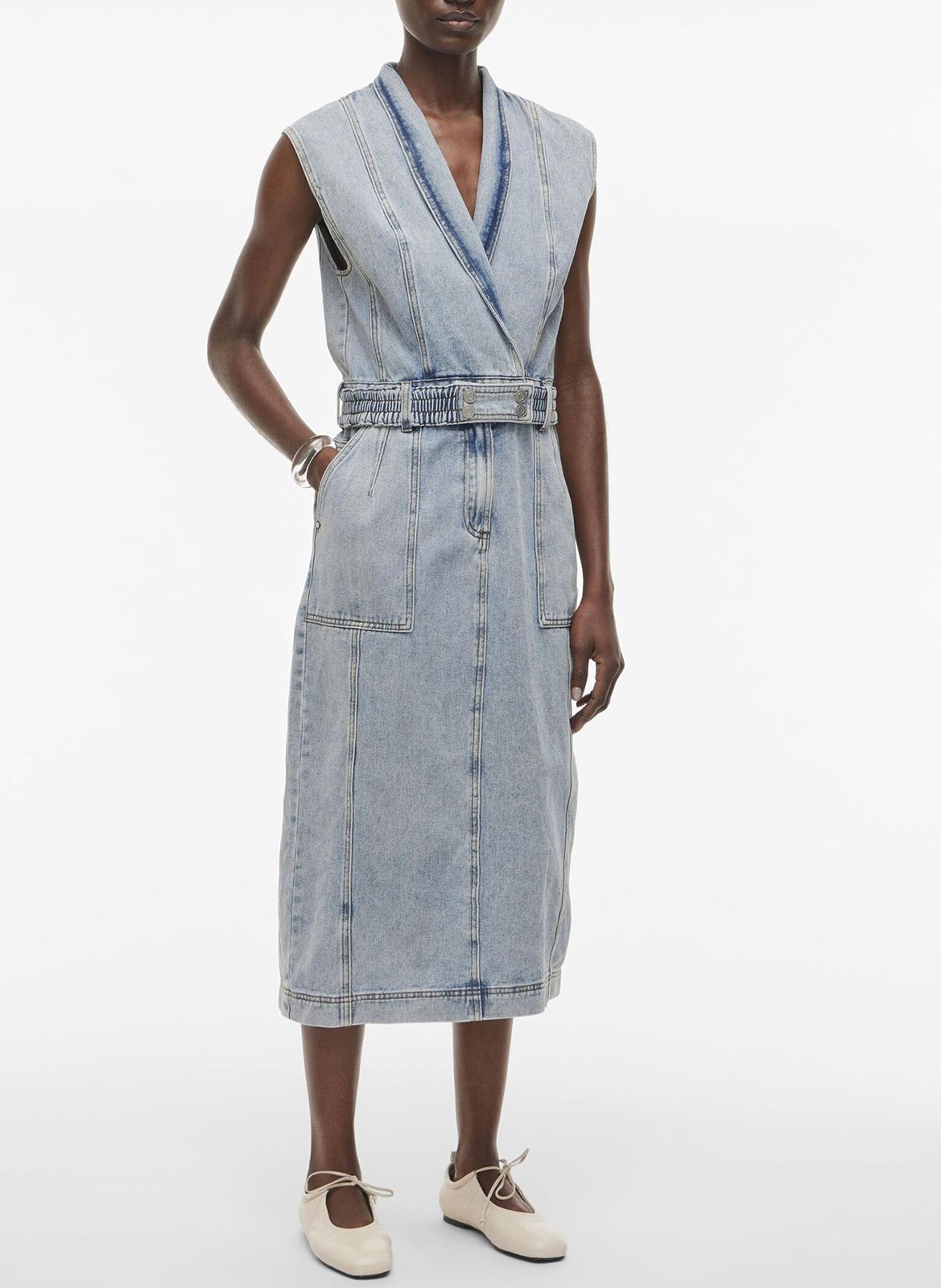 Midikleid aus Baumwoll-Mix ROUGE EDIT Blau