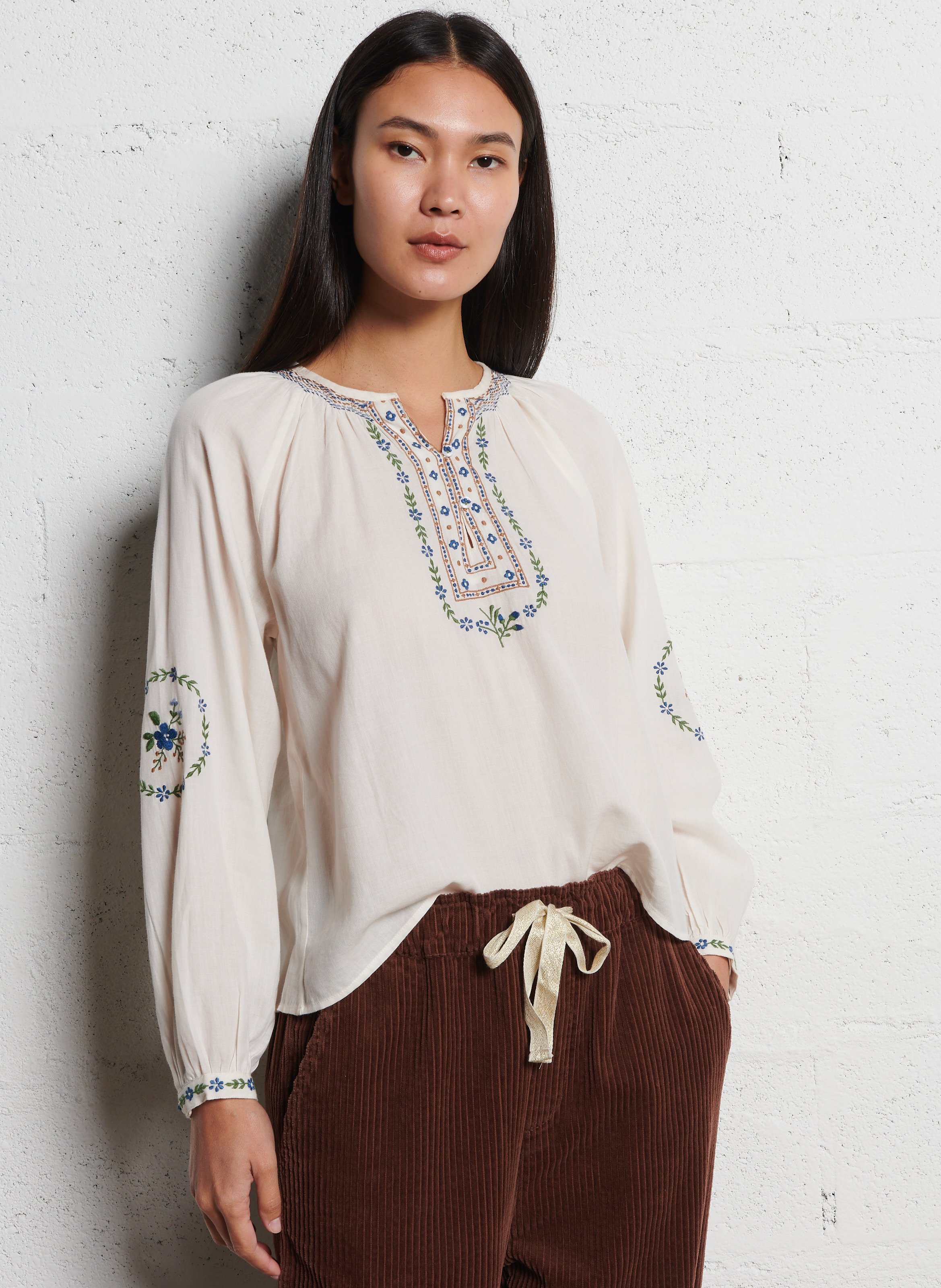 Henley-Bluse aus Baumwolle EMILE ET IDA Beige