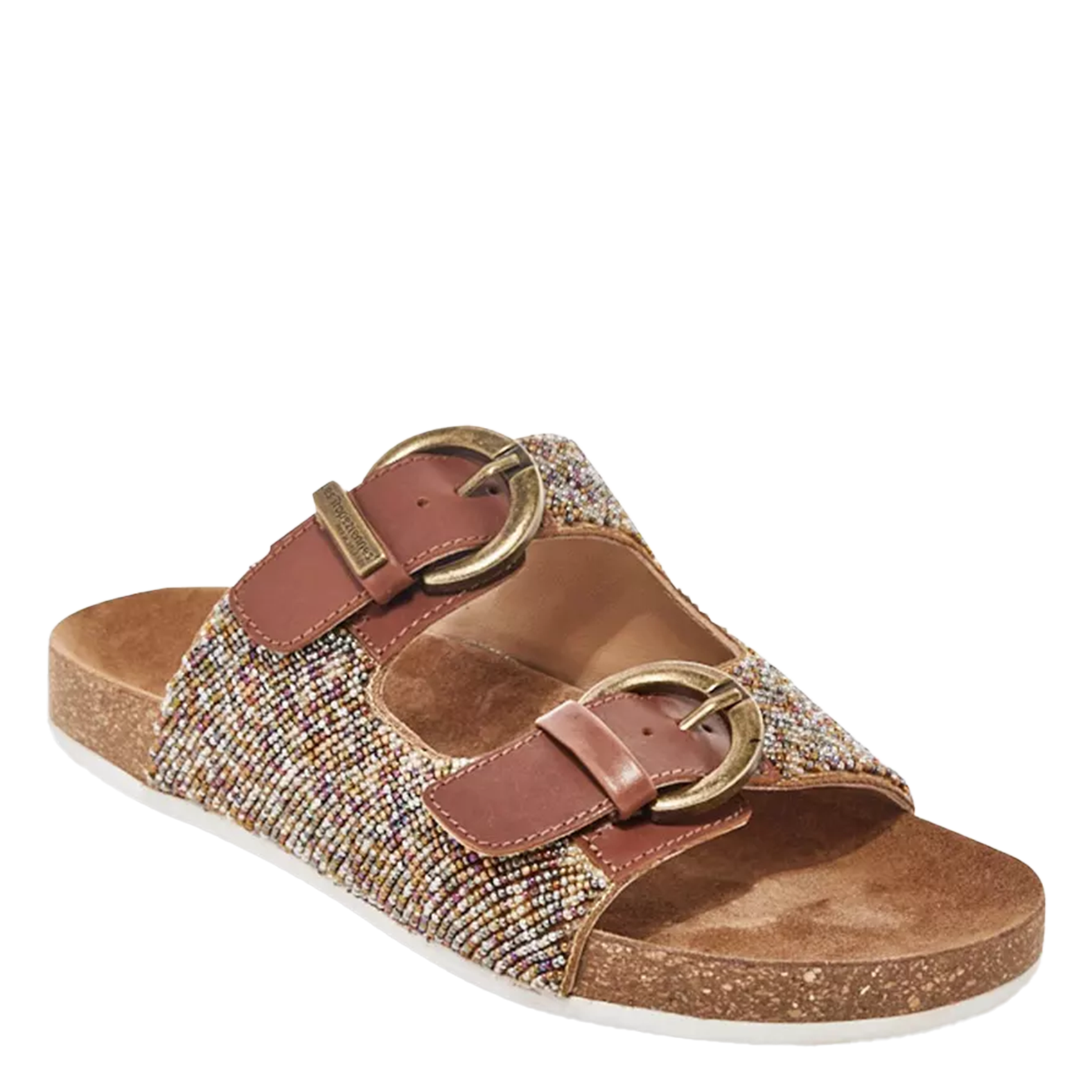 Flat beaded leather sandals LES TROPEZIENNES PAR M.BELARBI Brown