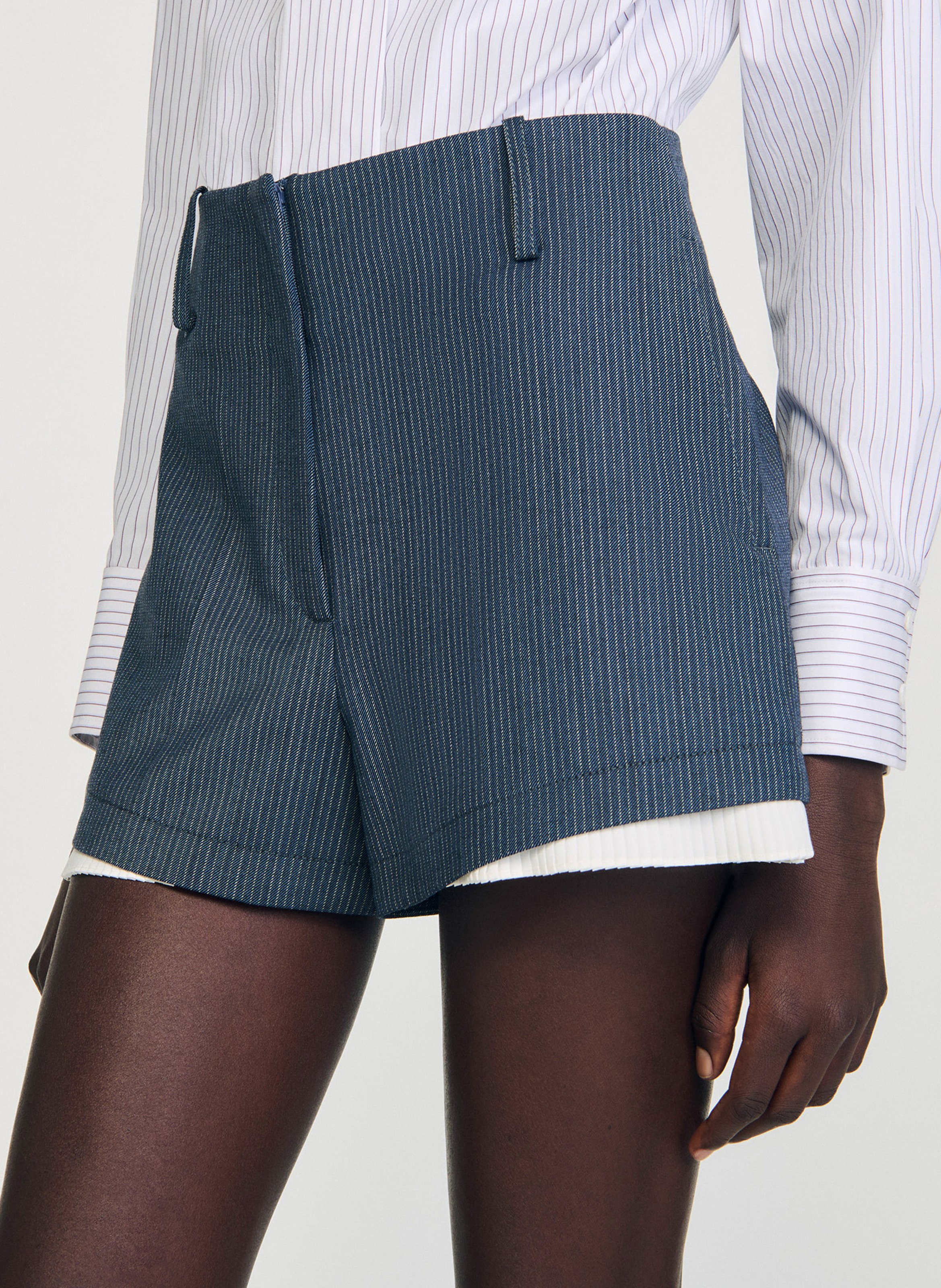 Short droit rayé SANDRO Bleu